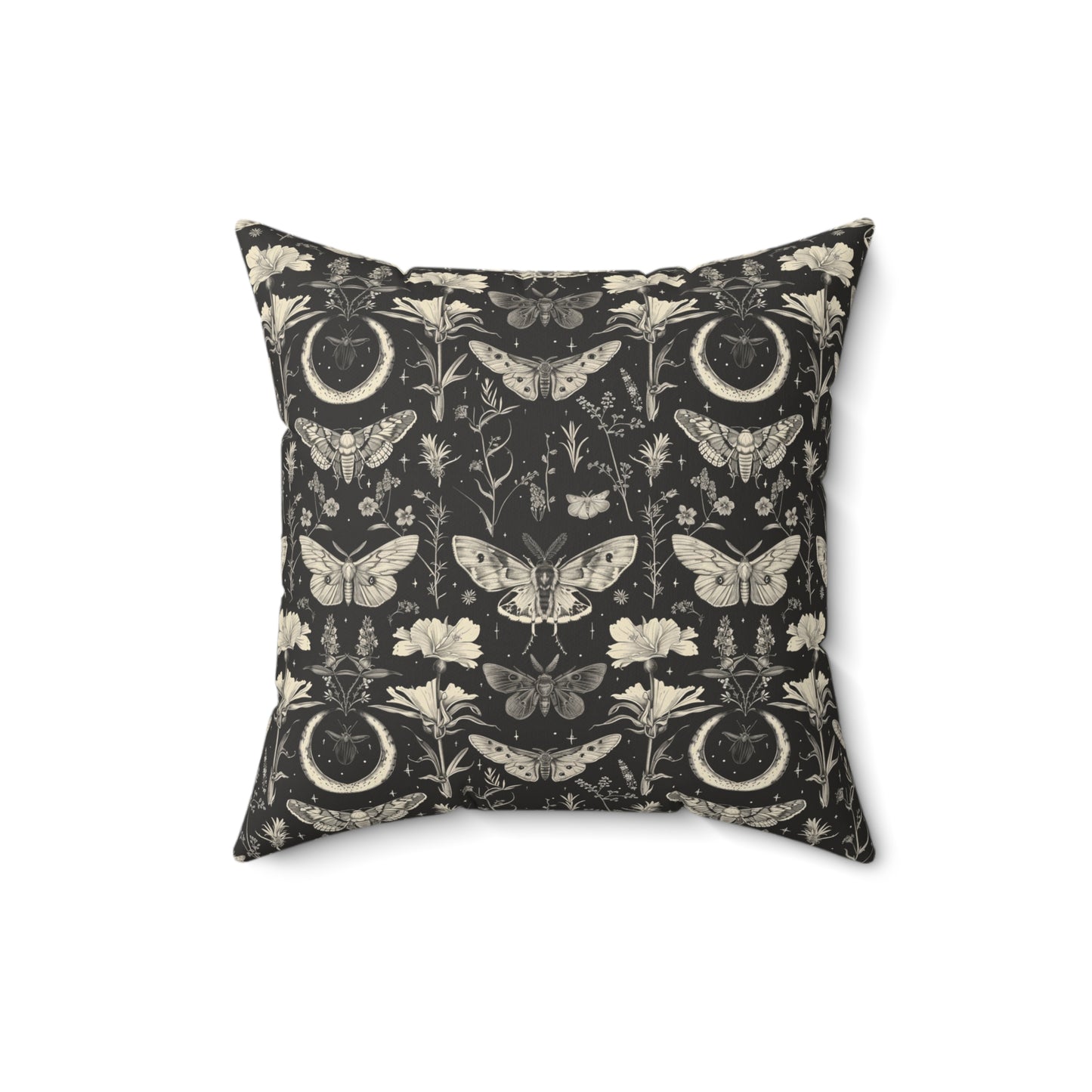 Vintage Moth and Moon Pillow | Botanical Moth Pattern