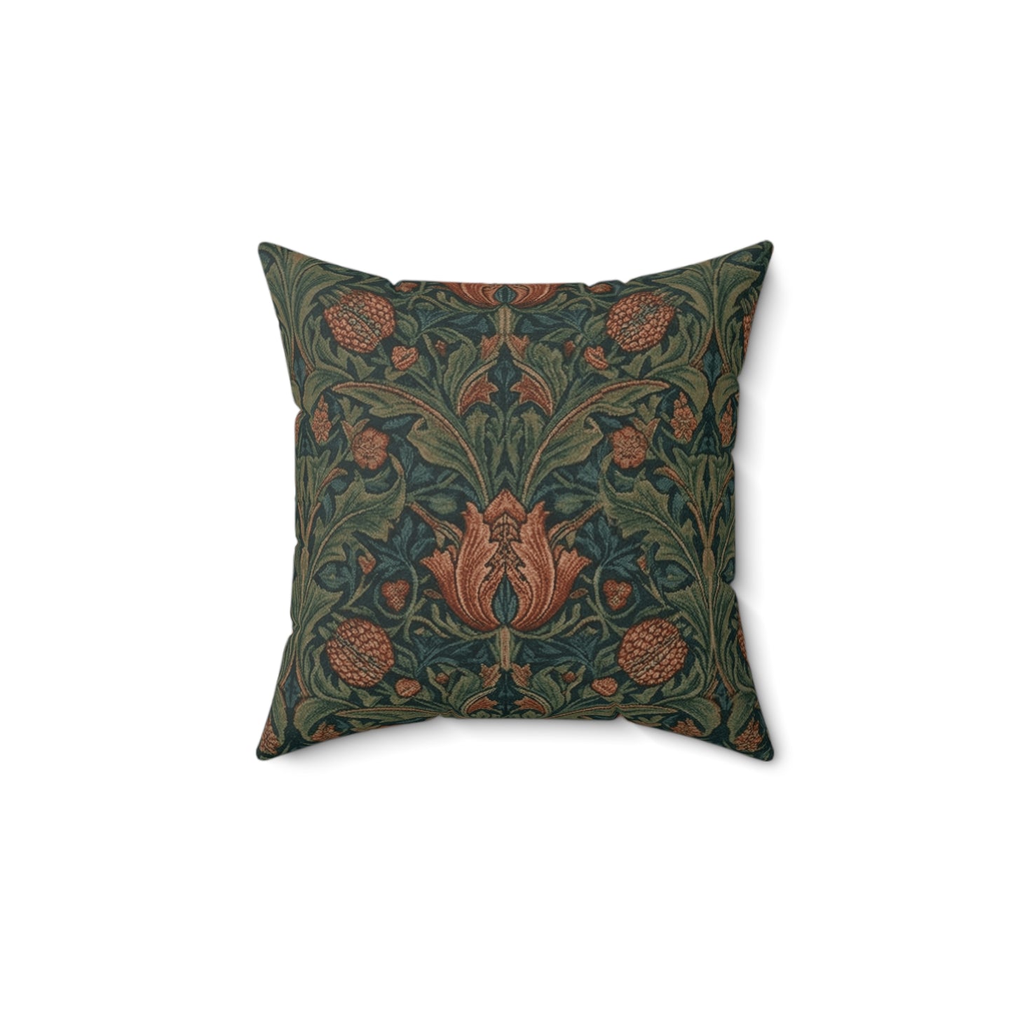 William Morris Style Floral Pattern Pillow | Botanical Throw Pillow
