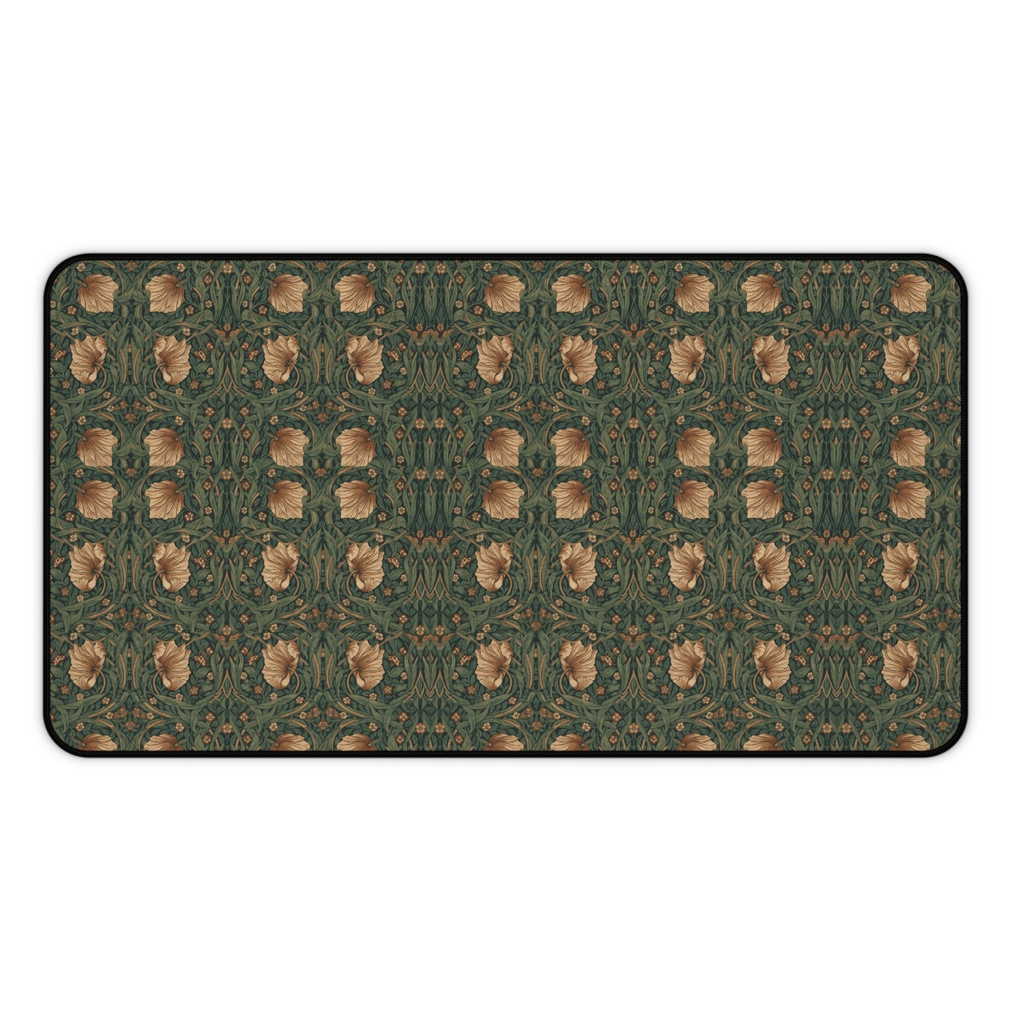 Vintage Botanical Rose Pattern Desk Mat | Green Floral Mouse Pad