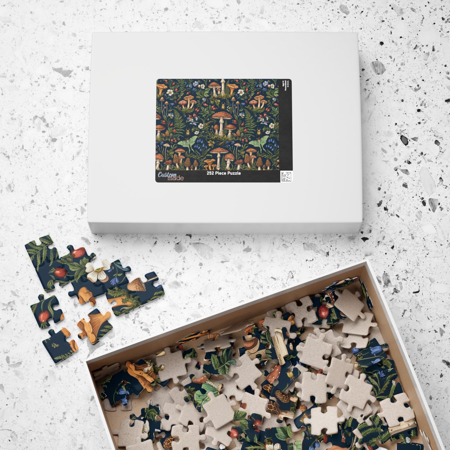 Vintage Mushroom Forest Puzzle | Botanical Woodland Jigsaw