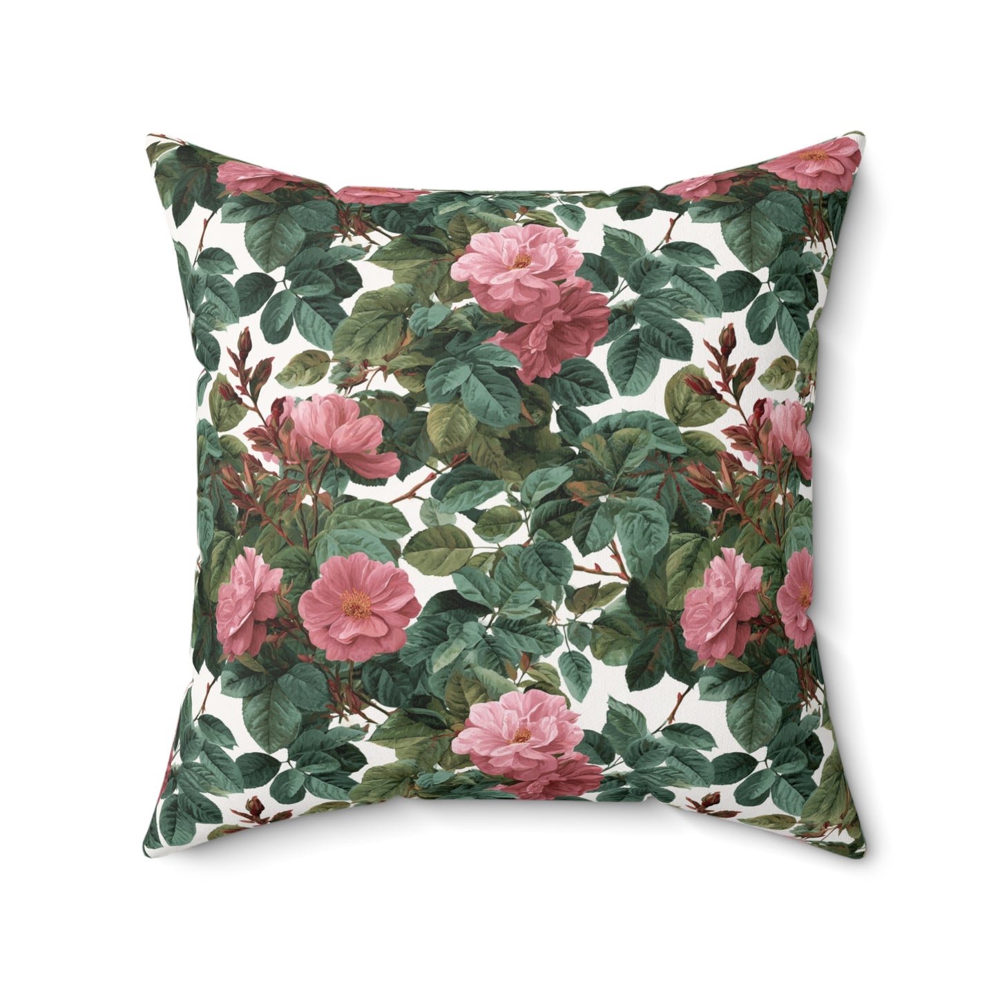 Vintage Pink Rose Floral Print Pillow | Square Pillow