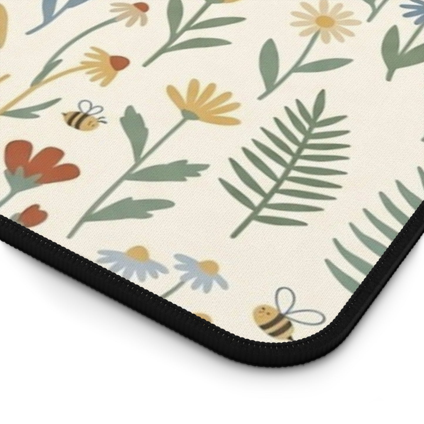 Woodland Rabbits and Hedgehogs Desk Mat | Floral Forest Mousepad