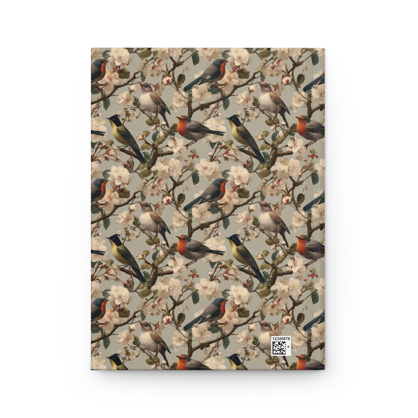 Vintage Songbirds Pattern Hardcover Journal | Botanical Floral Notebook