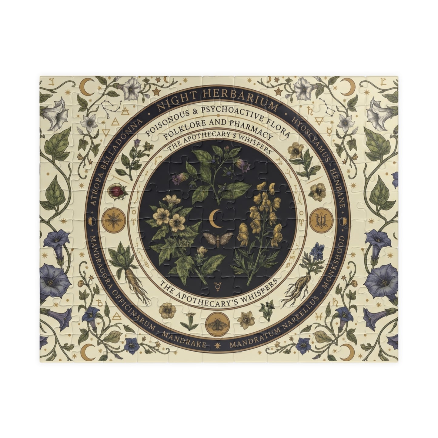 Herbal Apothecary Mandala Puzzle 110, 252, 520, or 1014 Pieces | Botanical Illustration Jigsaw