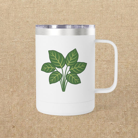 Green Leaves Plant Illustration Tumbler | 15oz Stainless Mug