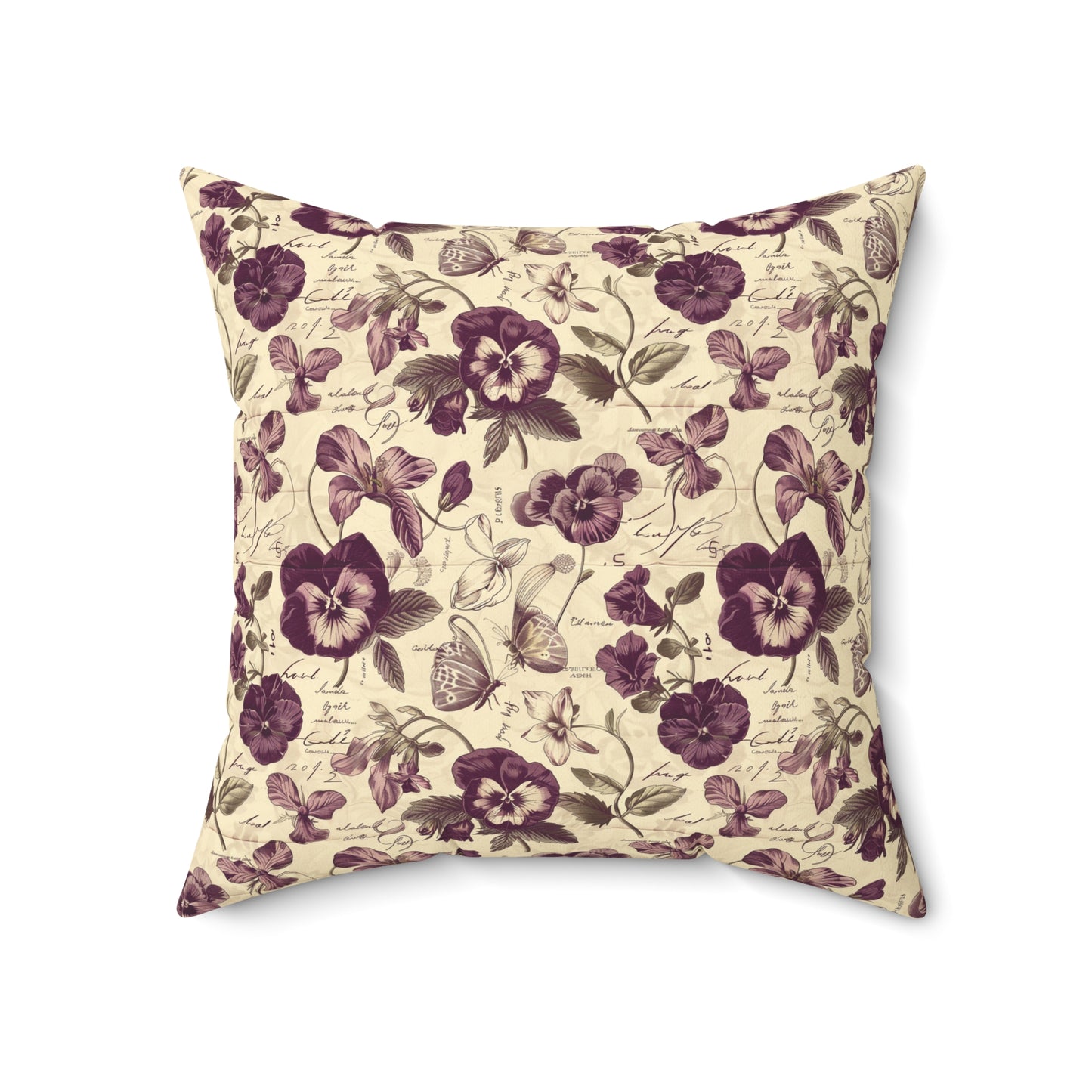 Vintage Pansy Floral Pillow | Purple Botanical Pattern