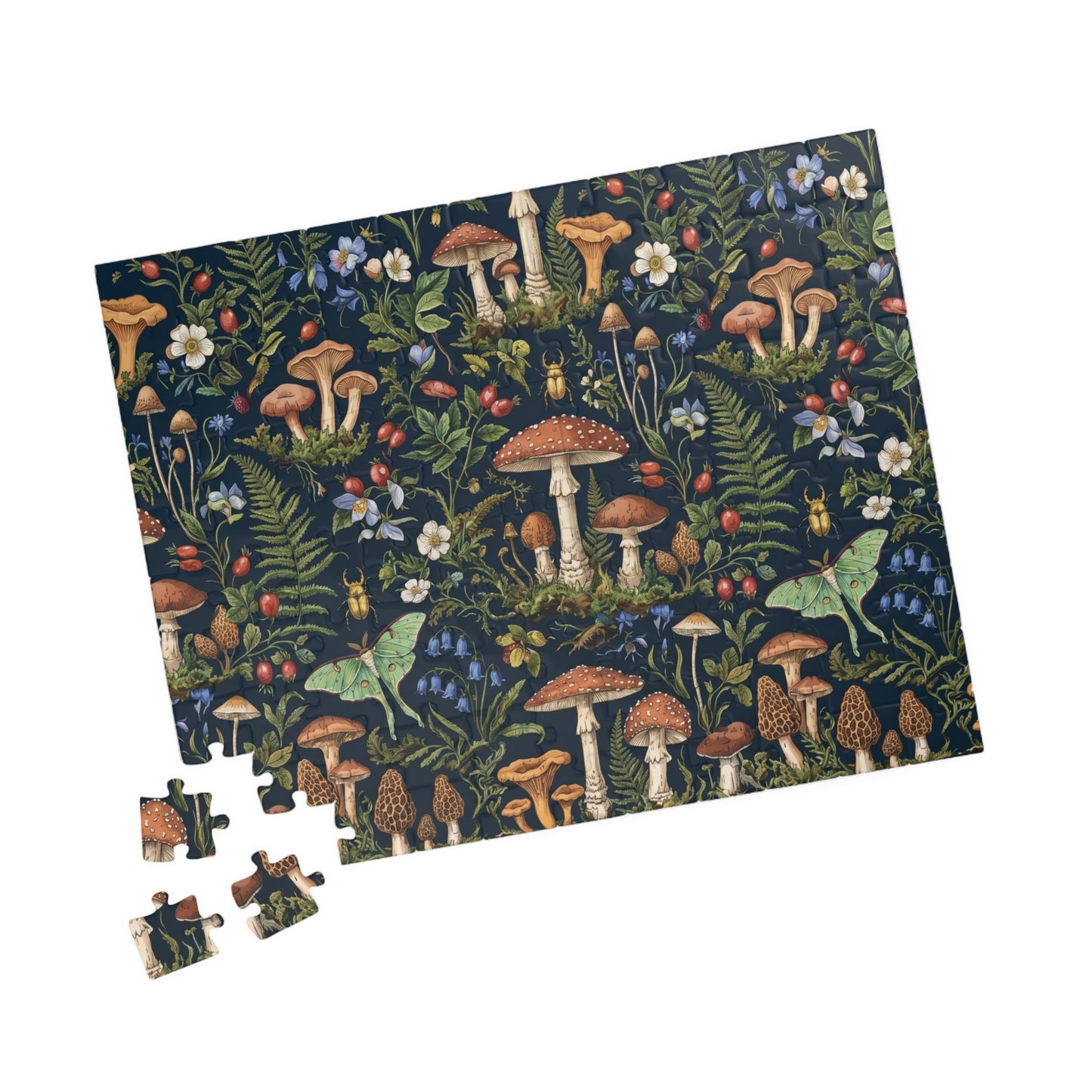 Vintage Mushroom Forest Puzzle | Botanical Woodland Jigsaw