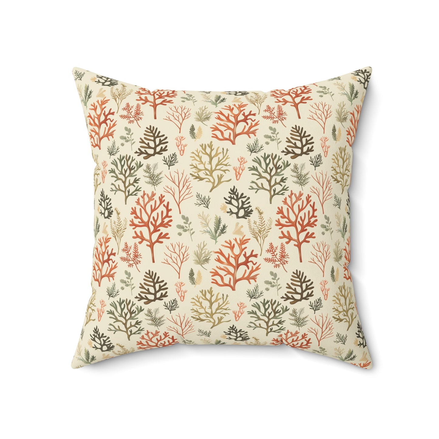 Coral Reef Pattern Pillow | Square Throw Pillow, Coastal Home Decor