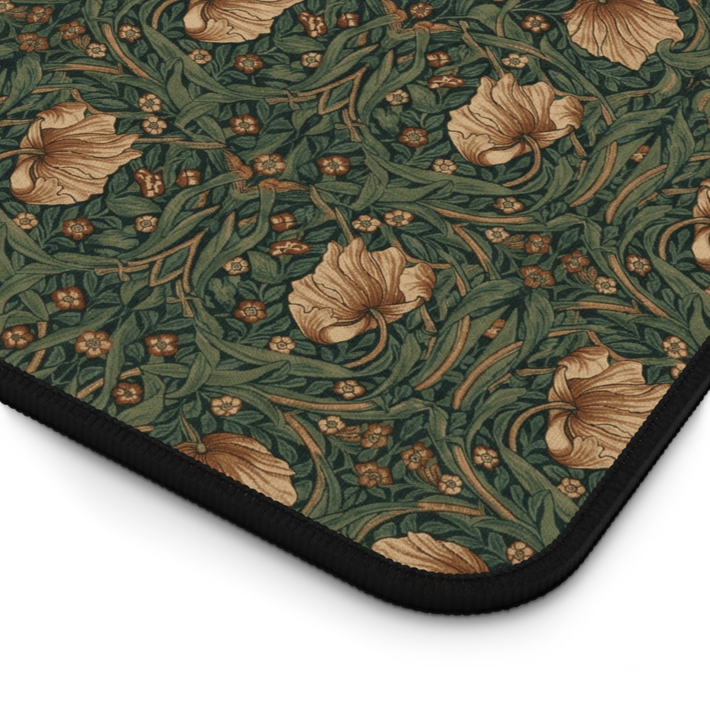 Vintage Botanical Rose Pattern Desk Mat | Green Floral Mouse Pad