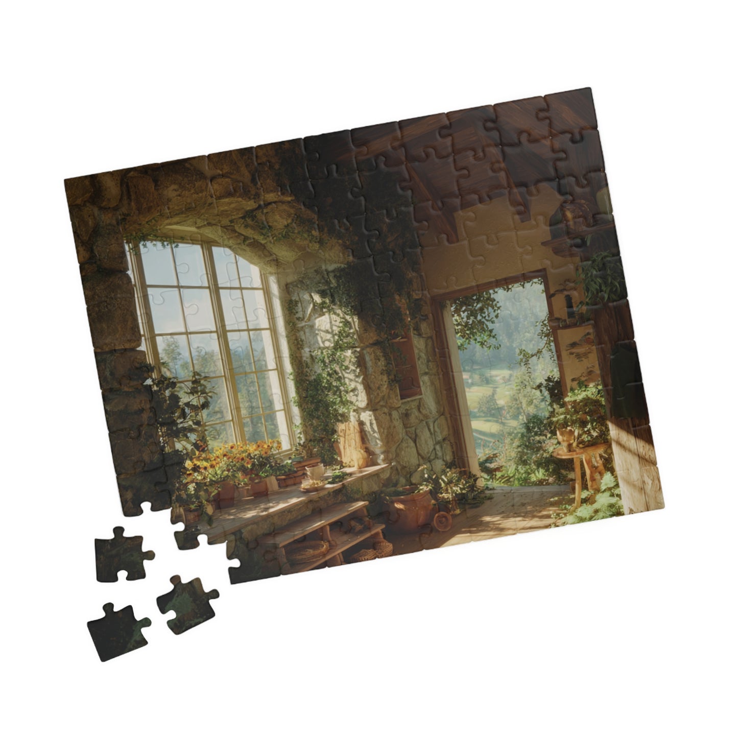 Sunlit Garden Interior Puzzle | Vintage Cottage Window 110-1014Piece