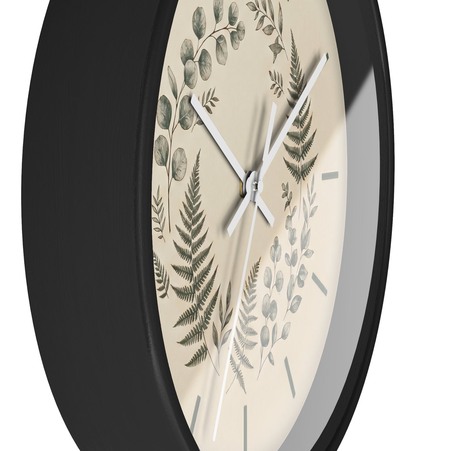 Botanical Fern Wreath Wall Clock | Neutral Eucalyptus Timepiece