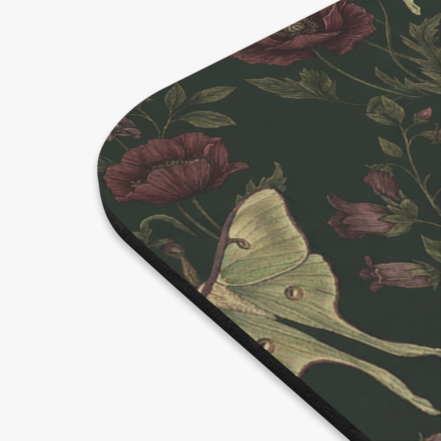 Luna Moths and Dark Roses Mouse Pad | Floral Vintage Gothic Pattern