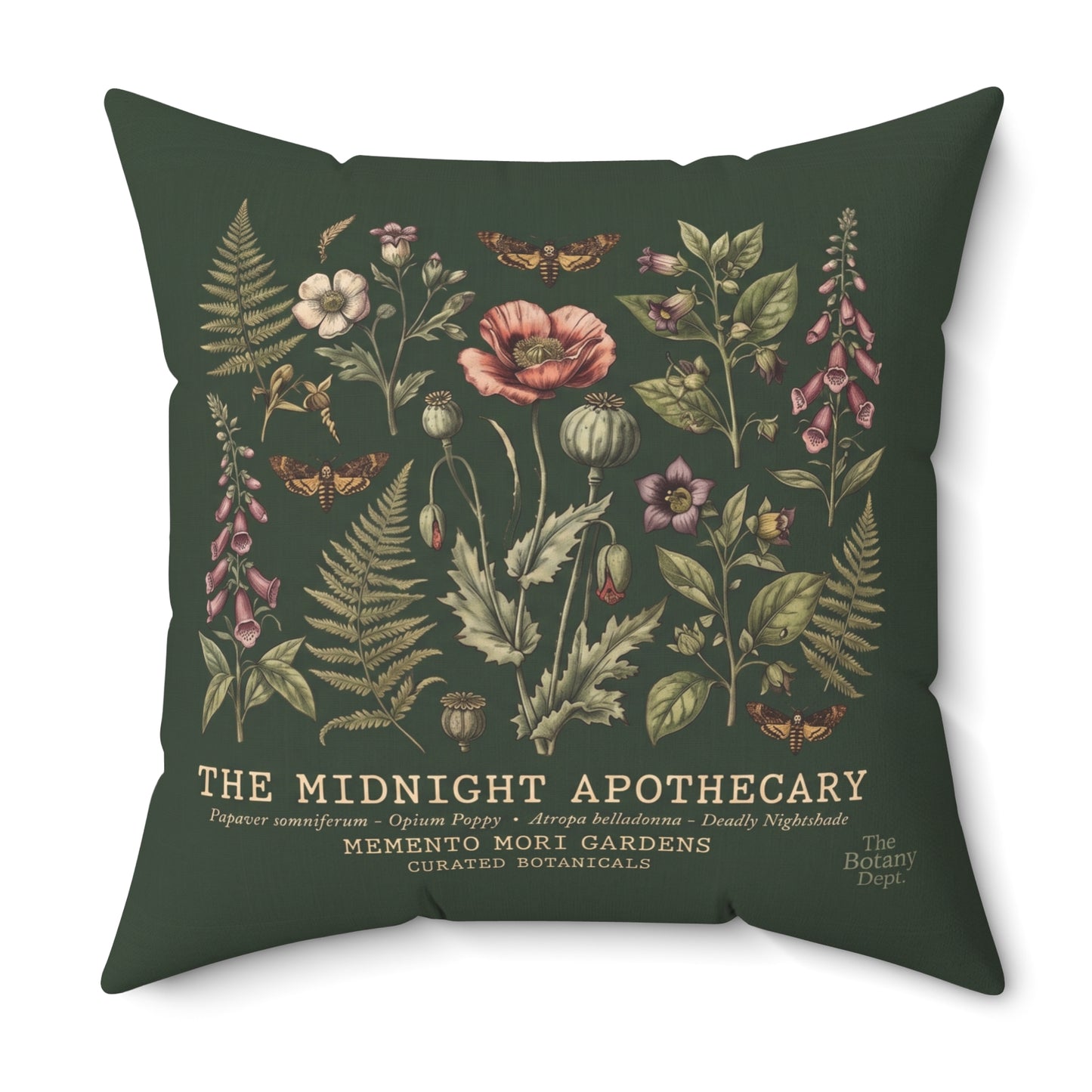 Midnight Apothecary Floral Print Pillow | Botanical Square Pillow