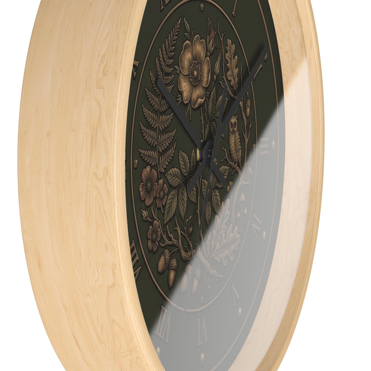 Vintage Floral Clock Wall Clock | Roman Numerals, Botanical Bird Design