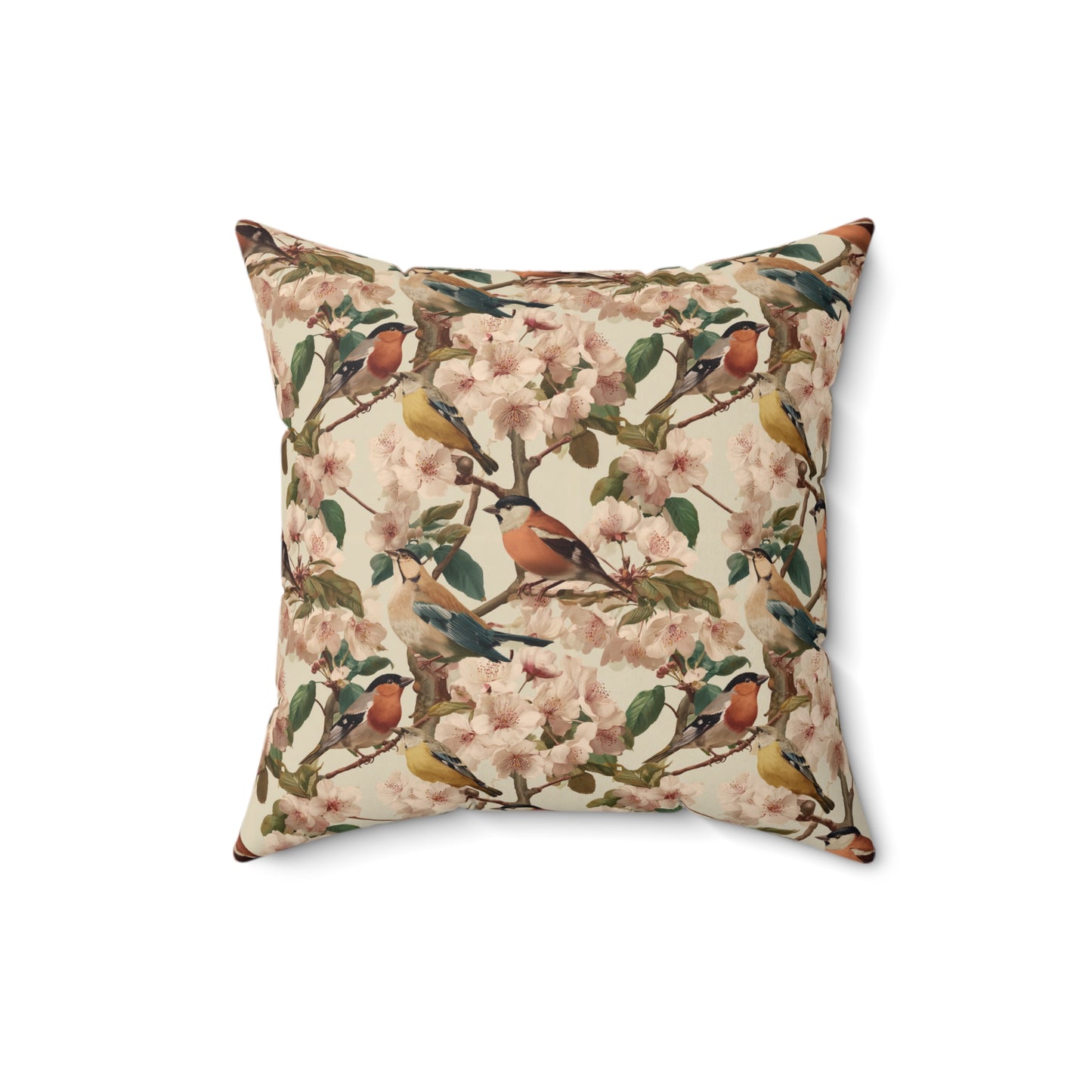 Vintage Bird Floral Pillow | Throw Pillow, Botanical Songbirds Pattern