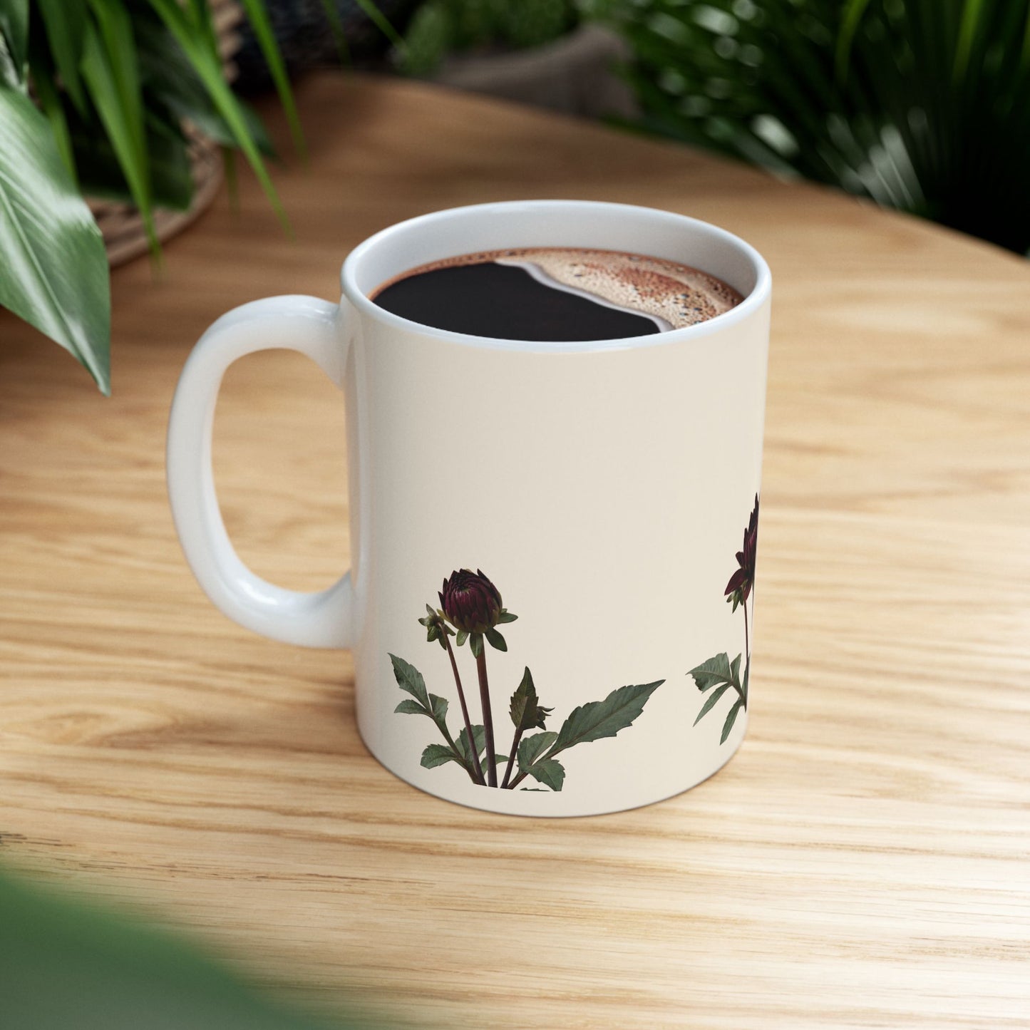 Dark Dahlia Karma Choc Floral Mug | Botanical Flower Ceramic Mug