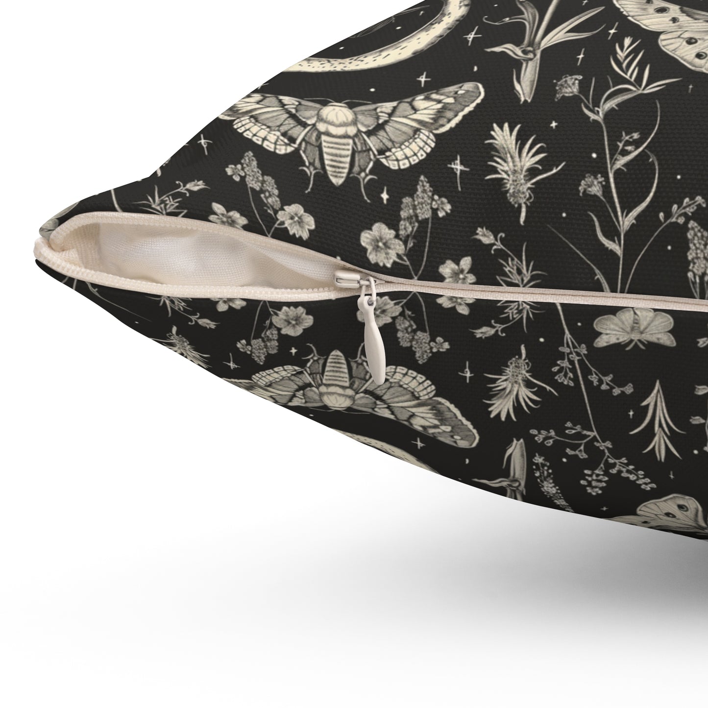 Vintage Moth and Moon Pillow | Botanical Moth Pattern