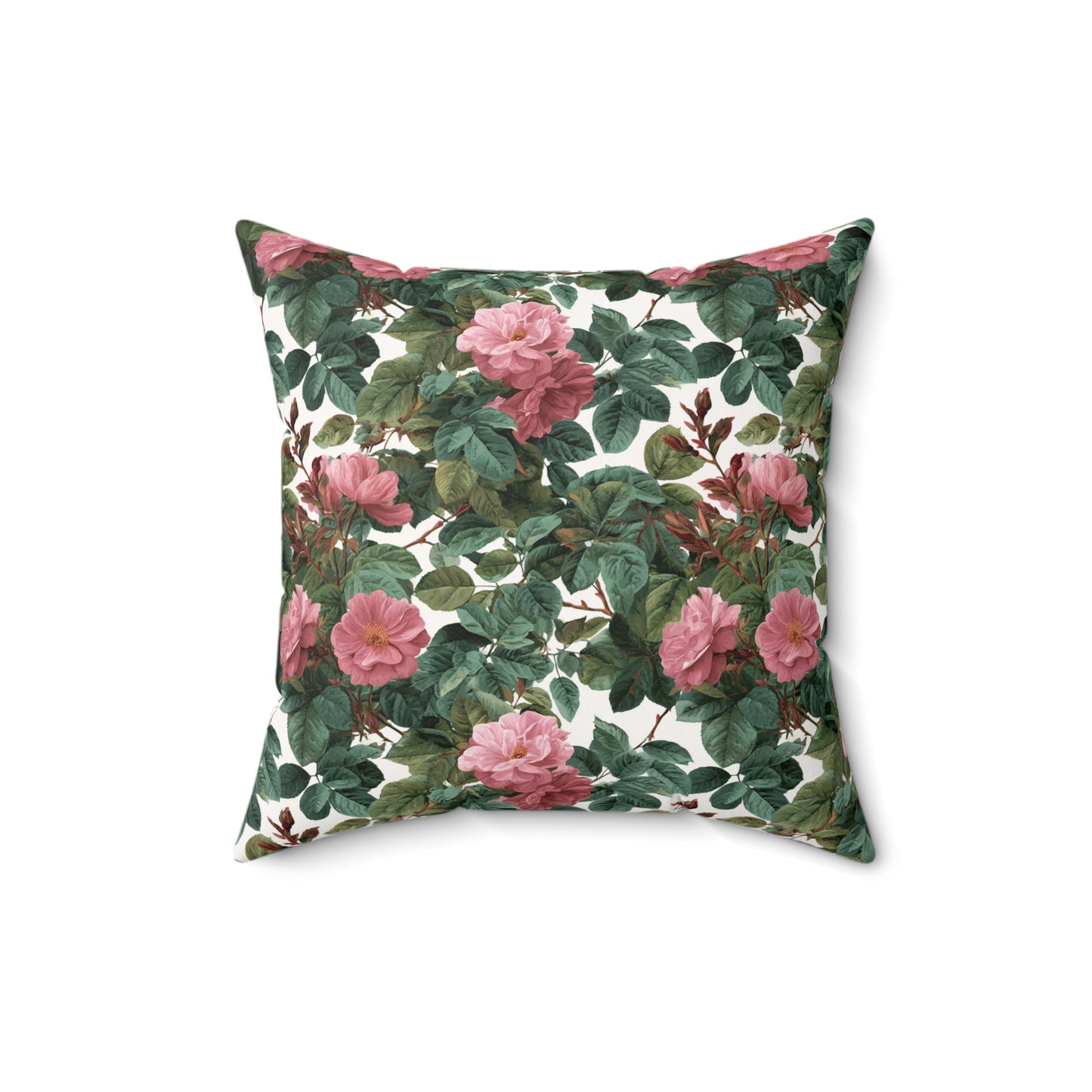 Vintage Pink Rose Floral Print Pillow | Square Pillow