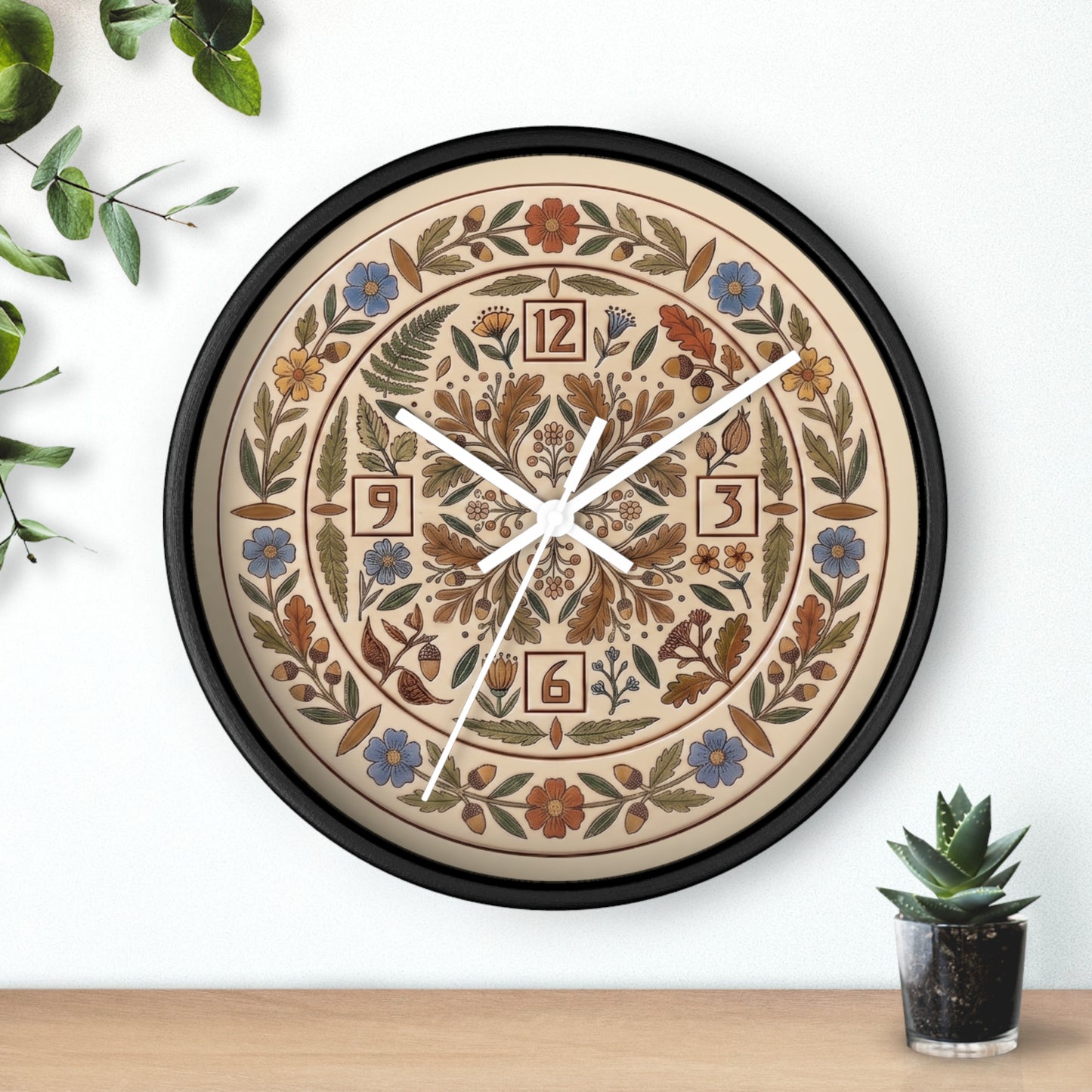Boho Floral Mandala Wall Clock | Arts And Crafts Rustic Floral Pattern Clock