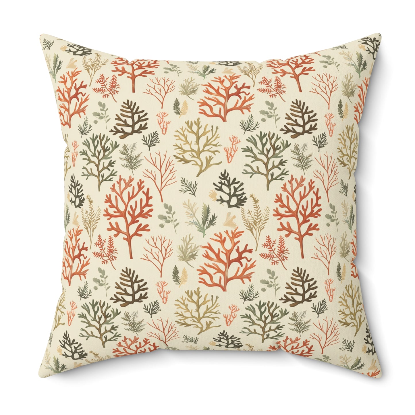 Coral Reef Pattern Pillow | Square Throw Pillow, Coastal Home Decor
