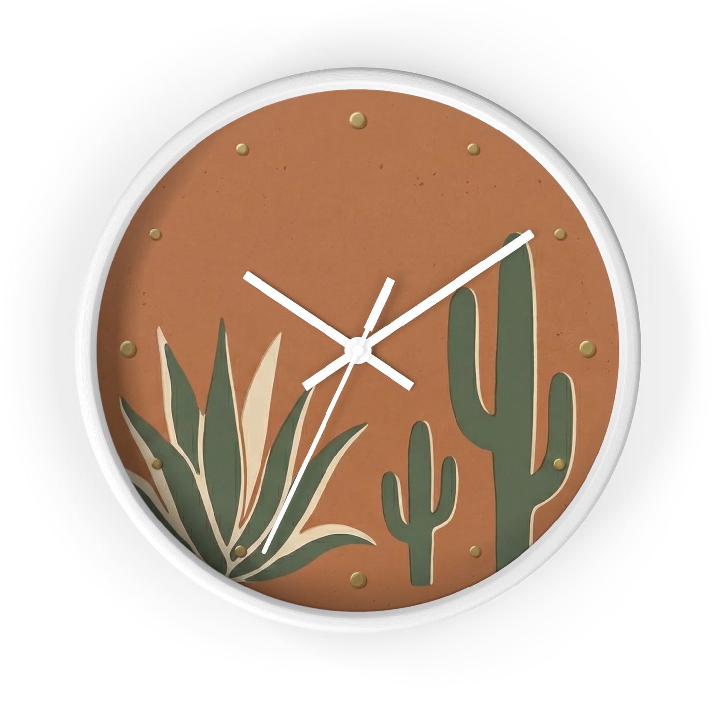 Desert Cactus Illustration Wall Clock | Terracotta Succulent Decor