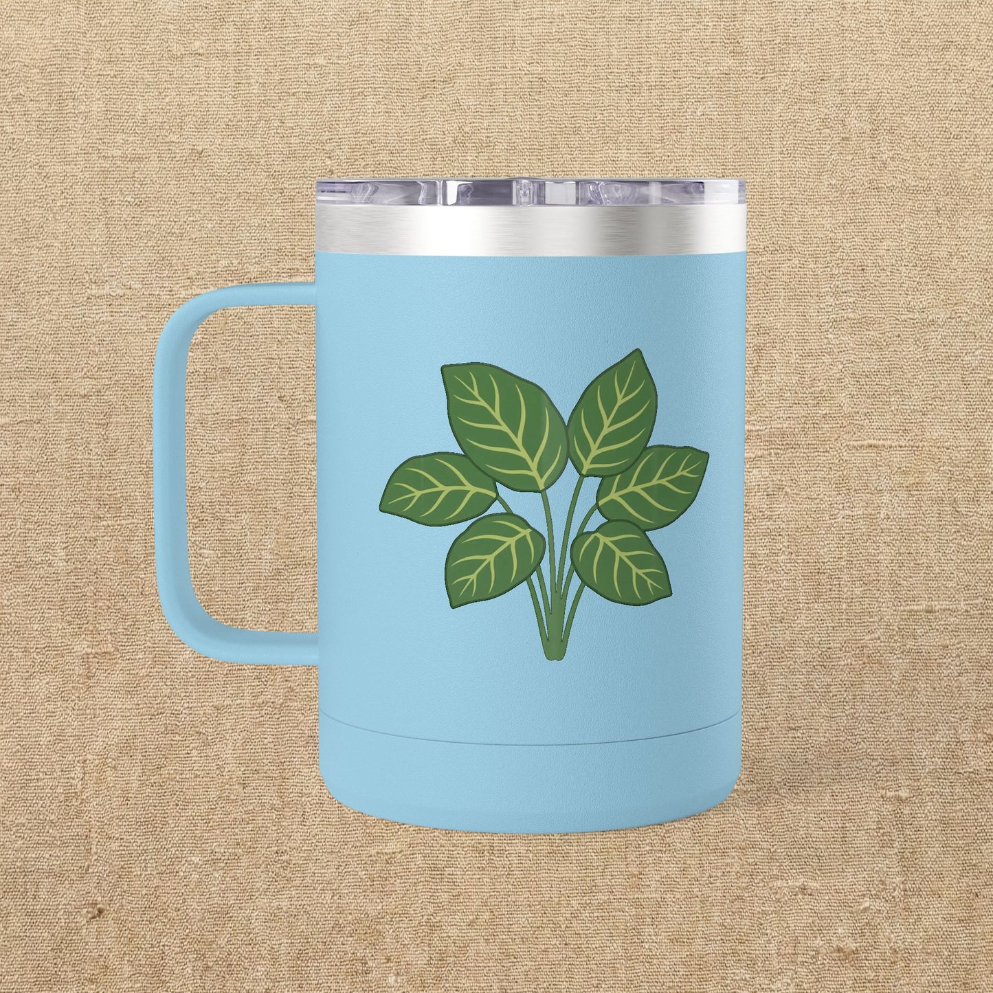 Green Leaves Plant Illustration Tumbler | 15oz Stainless Mug
