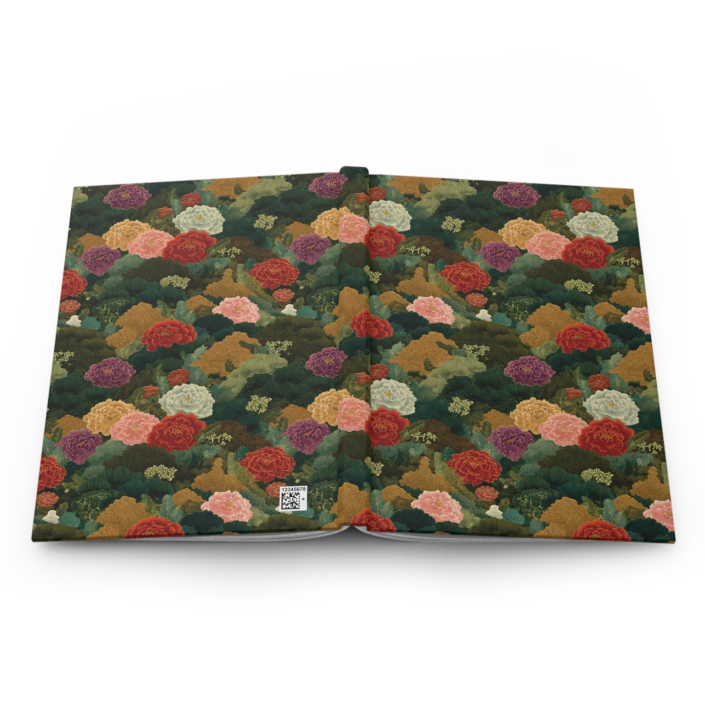 Vintage Floral Pattern Hardcover Journal | Peonies, Green Botanical Cover
