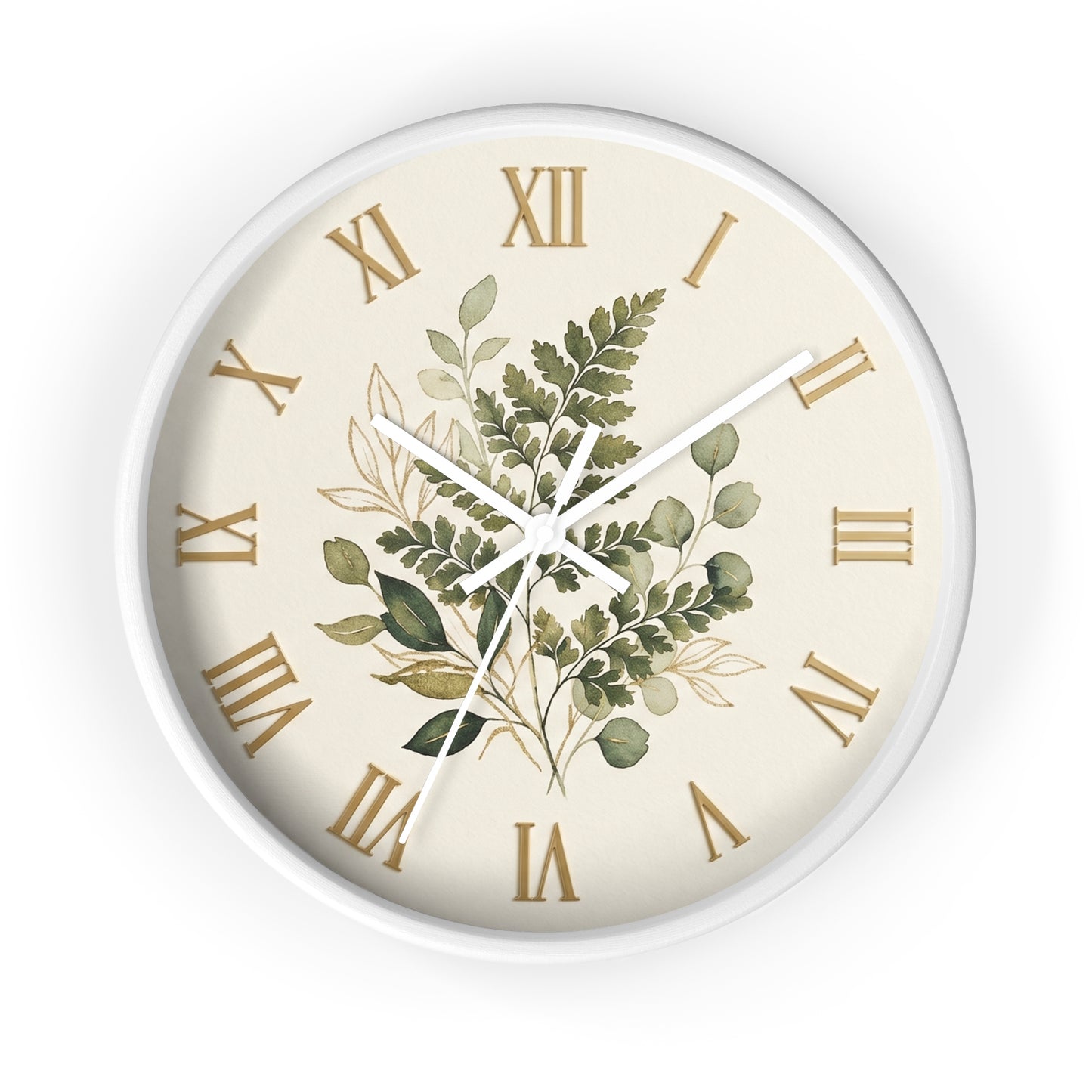 Green Botanical Roman Numeral Wall Clock | Floral Clock