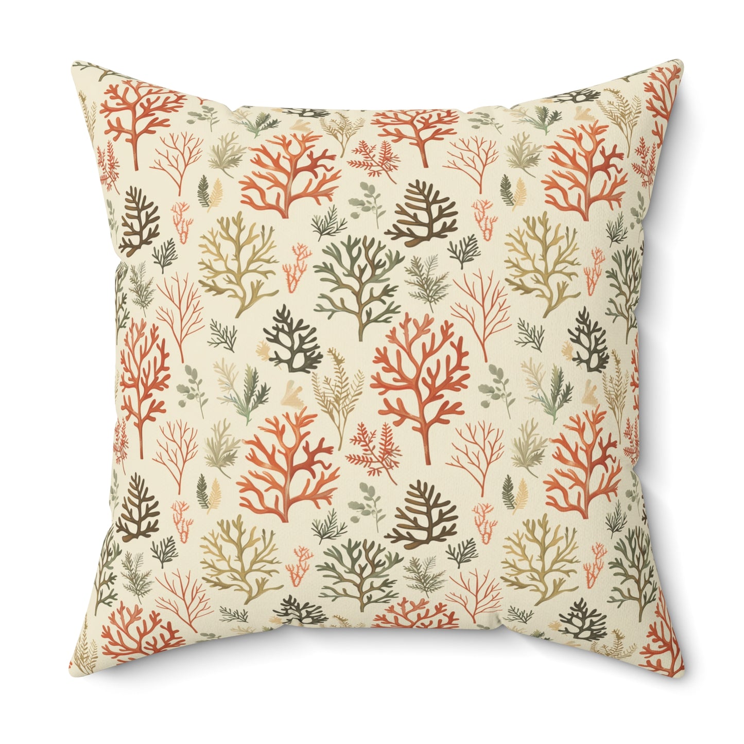 Coral Reef Pattern Pillow | Square Throw Pillow, Coastal Home Decor