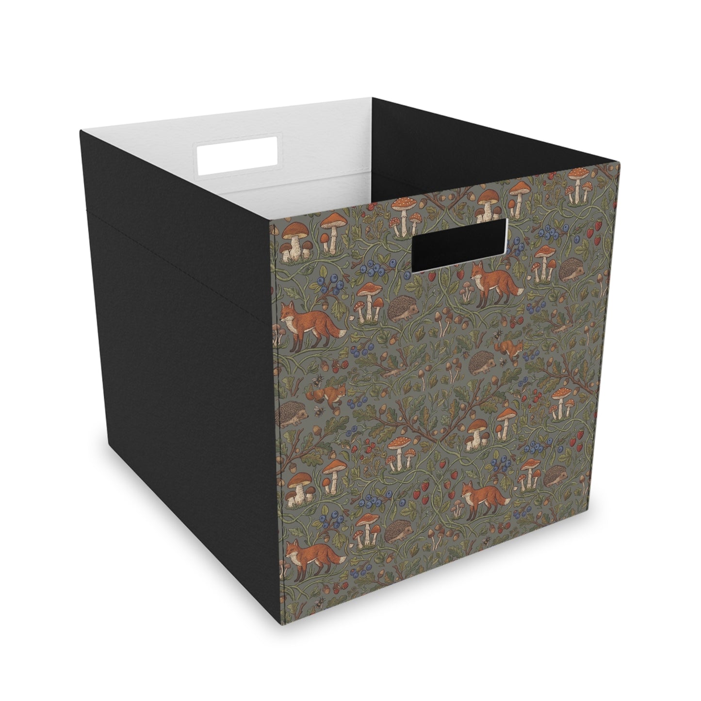 Woodland Fox and Mushrooms Felt Storage Box | Nursery Organization