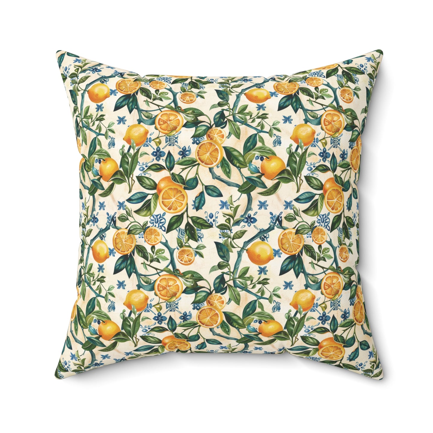 Lemon Branches Pillow | Citrus Floral Square Pillow, Botanical Home Decor
