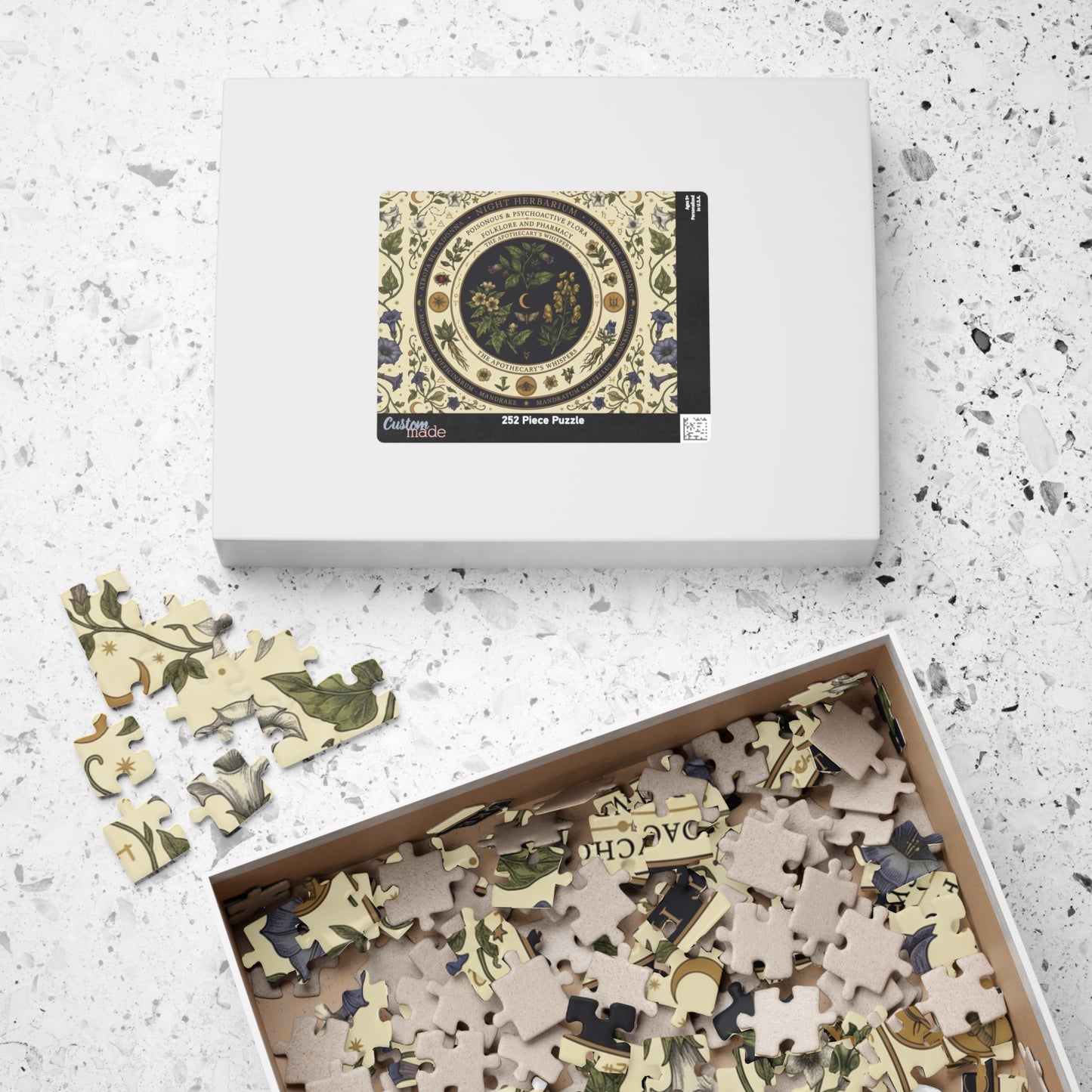 Herbal Apothecary Mandala Puzzle 110, 252, 520, or 1014 Pieces | Botanical Illustration Jigsaw