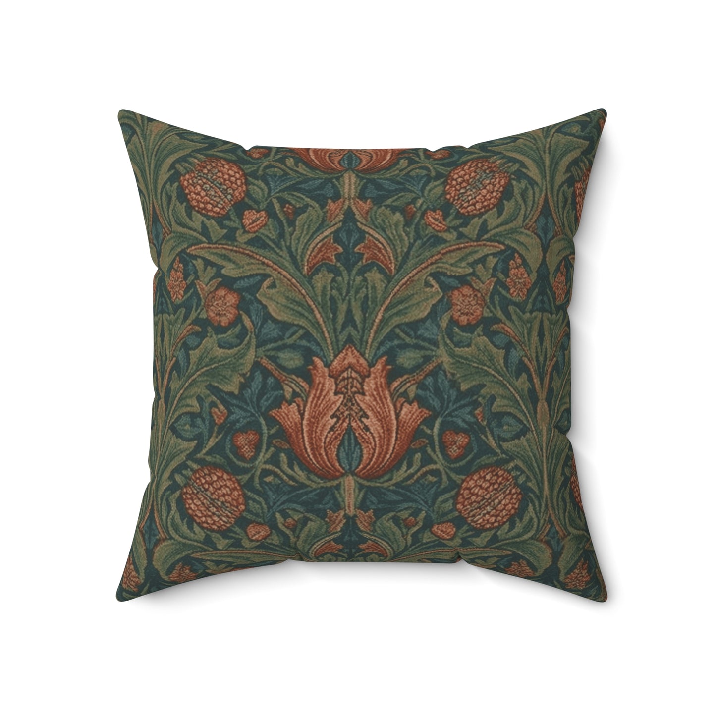 William Morris Style Floral Pattern Pillow | Botanical Throw Pillow