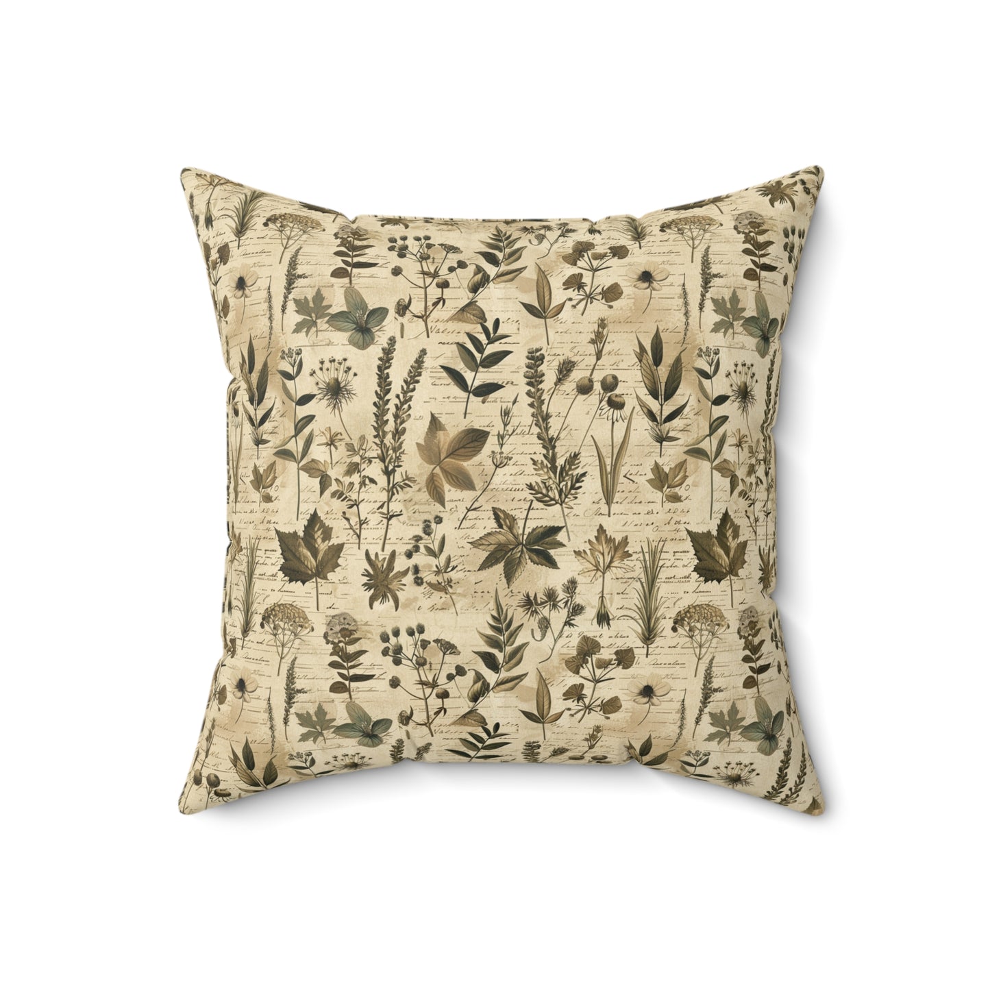 Vintage Botanical Pattern Pillow | Neutral Floral Accent Pillow