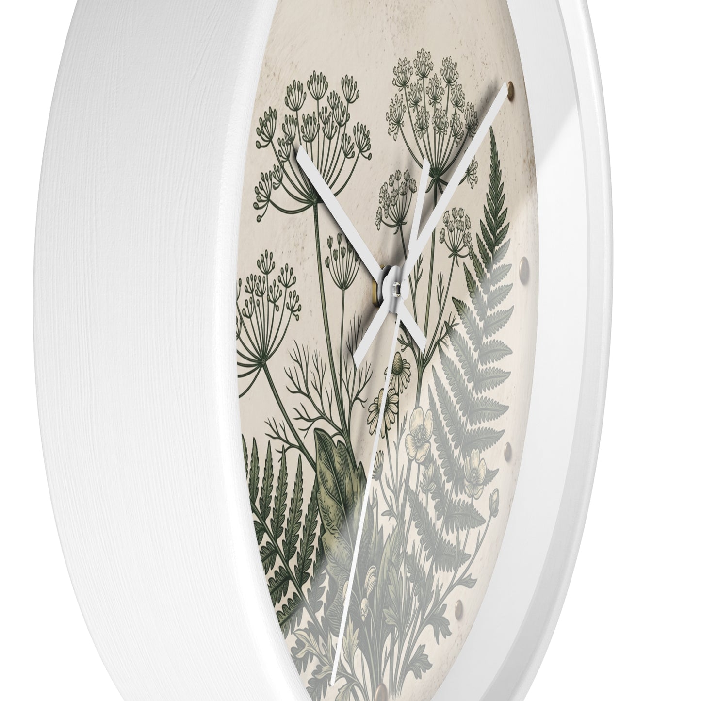Vintage Botanical Fern Art Wall Clock | Herb Illustration Clock