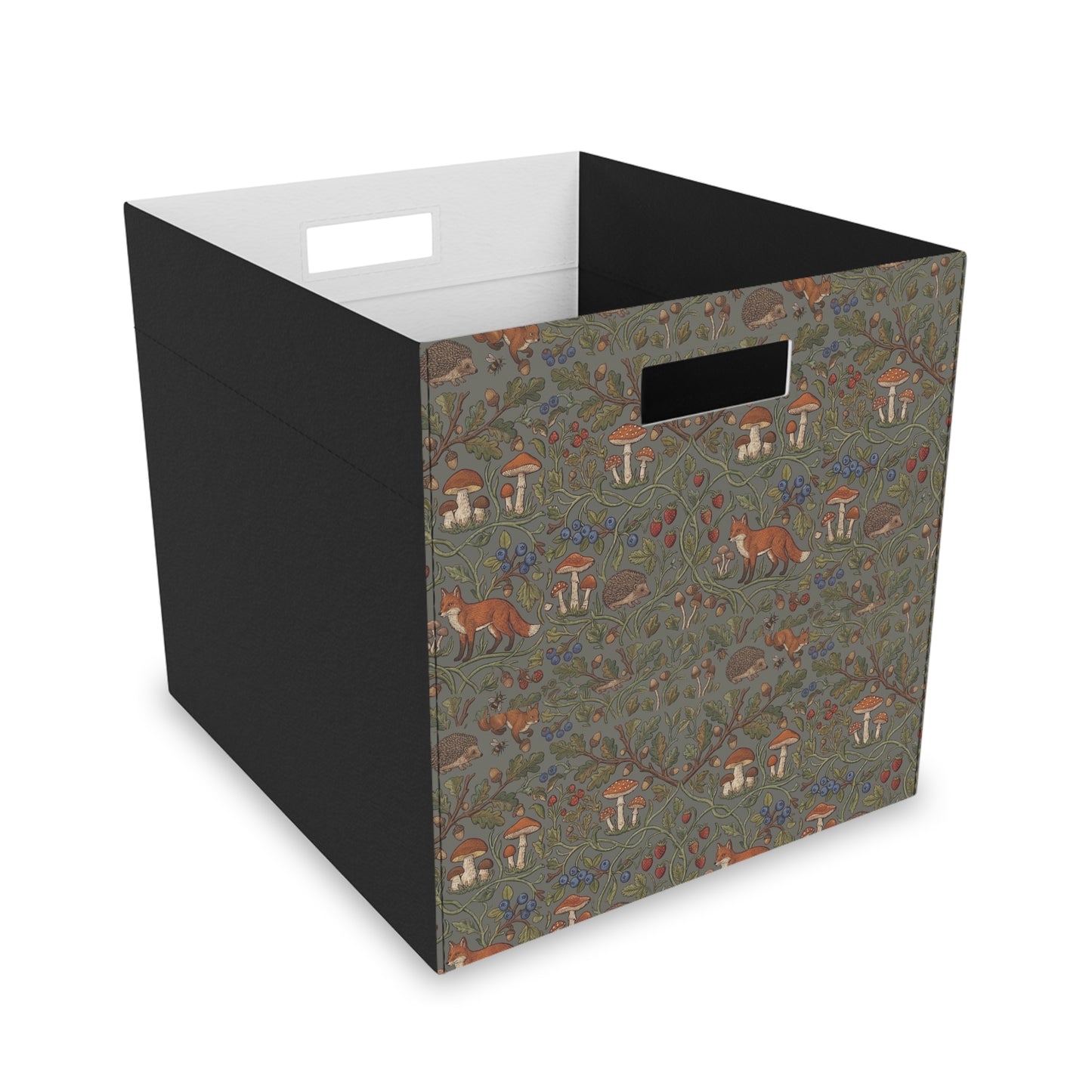 Woodland Fox and Mushrooms Felt Storage Box | Nursery Organization