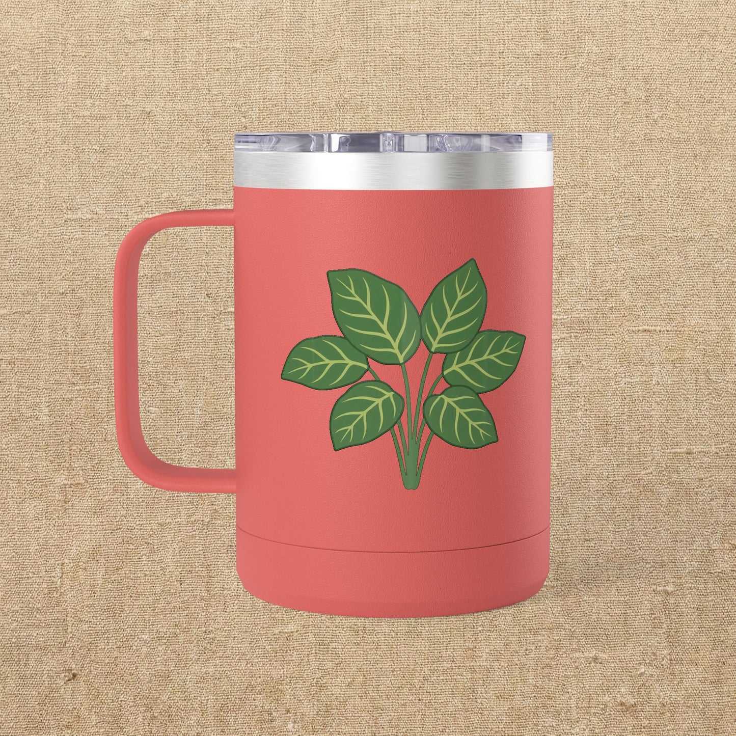 Green Leaves Plant Illustration Tumbler | 15oz Stainless Mug