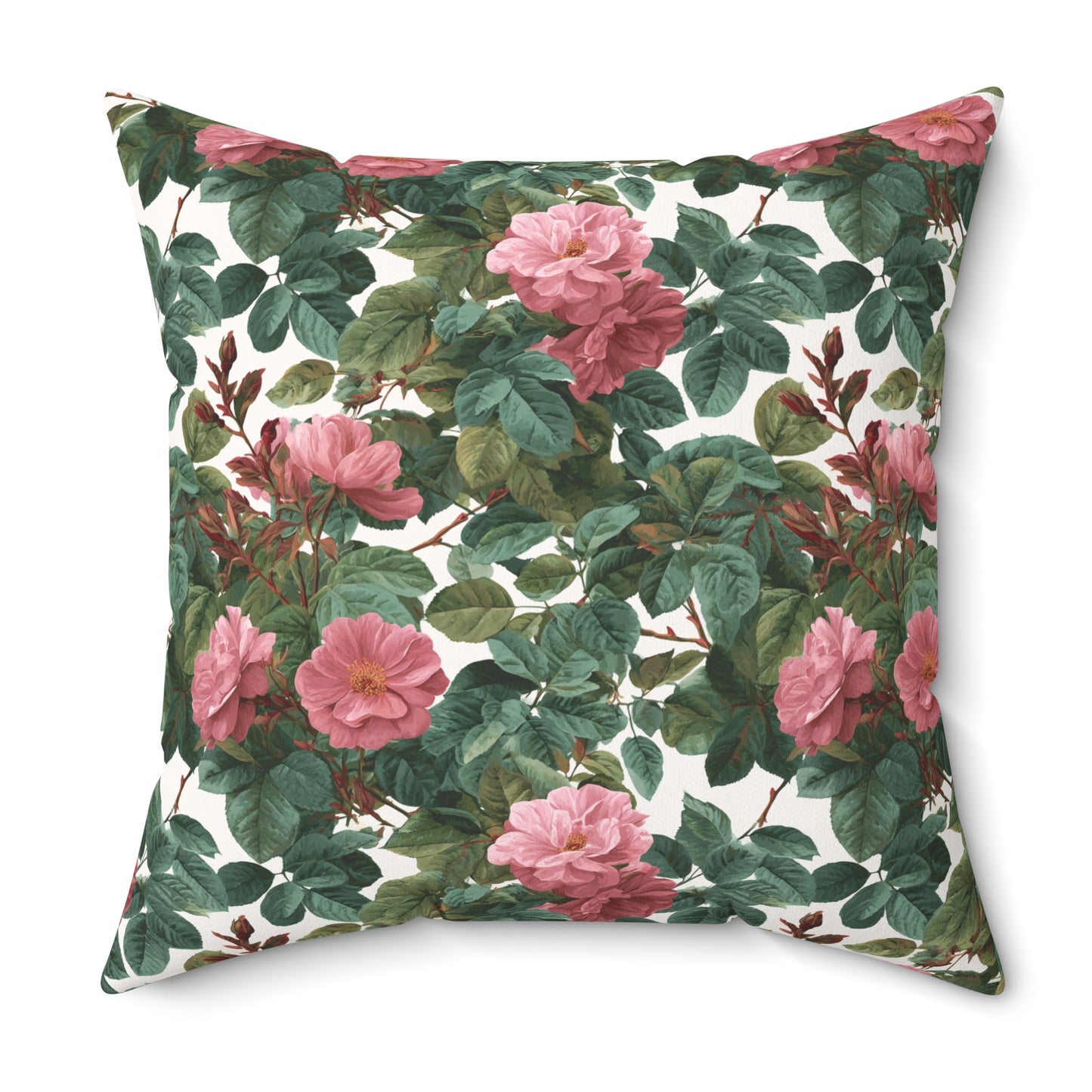 Vintage Pink Rose Floral Print Pillow | Square Pillow