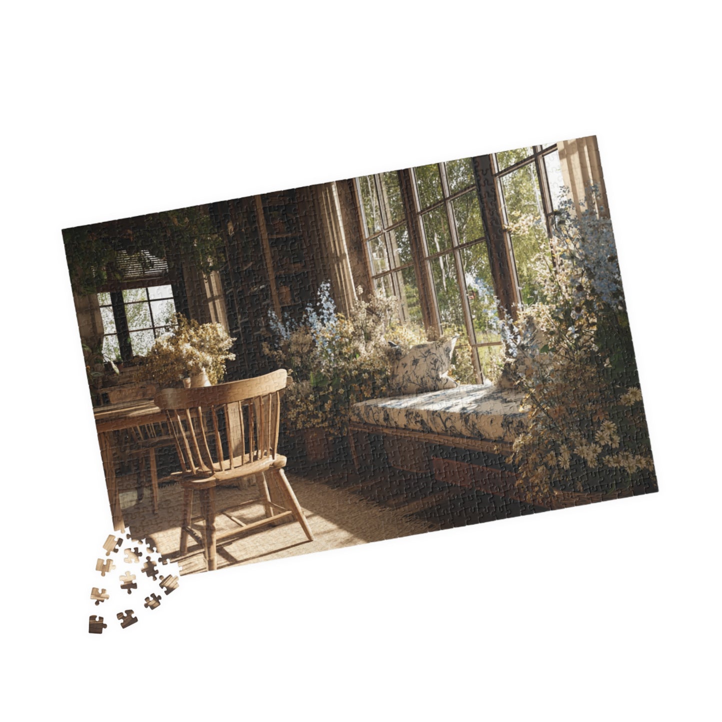 Sunlit Cozy Window Nook Puzzle | Vintage Cottage Interior 110-1014 pcs