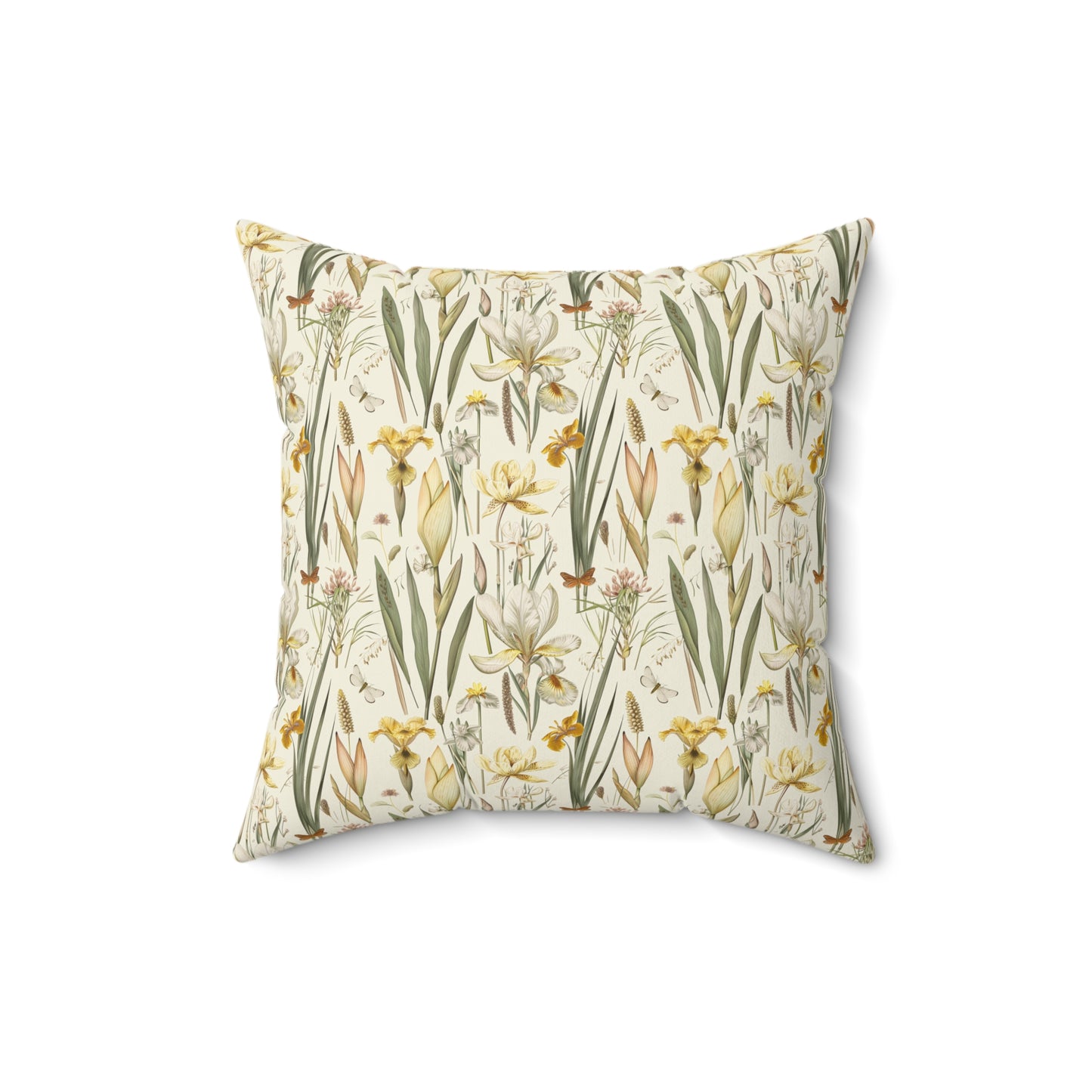 Vintage Daffodil Botanical Pillow | Yellow Spring Floral Throw Pillow