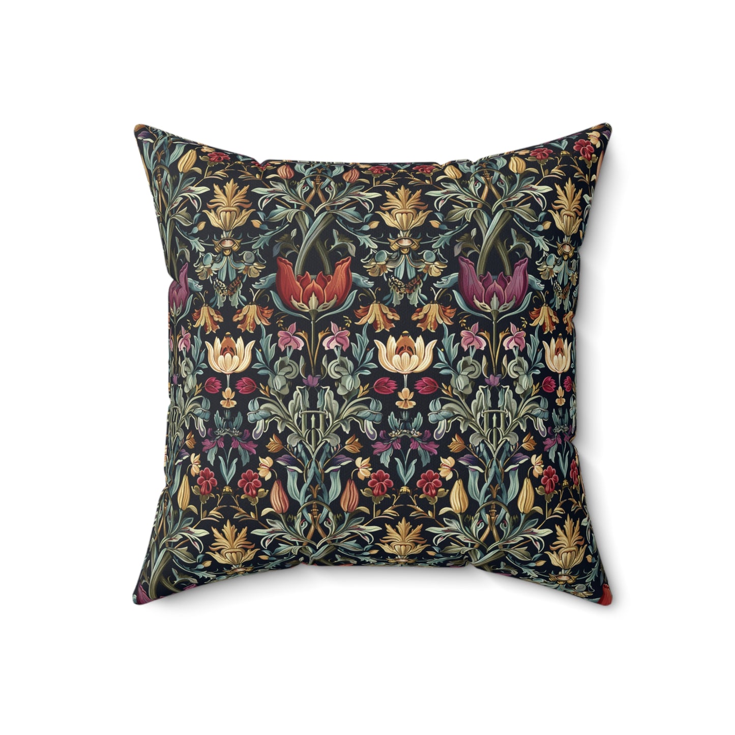 William Morris Style Floral Pattern Pillow | Vintage Botanical Throw Pillow