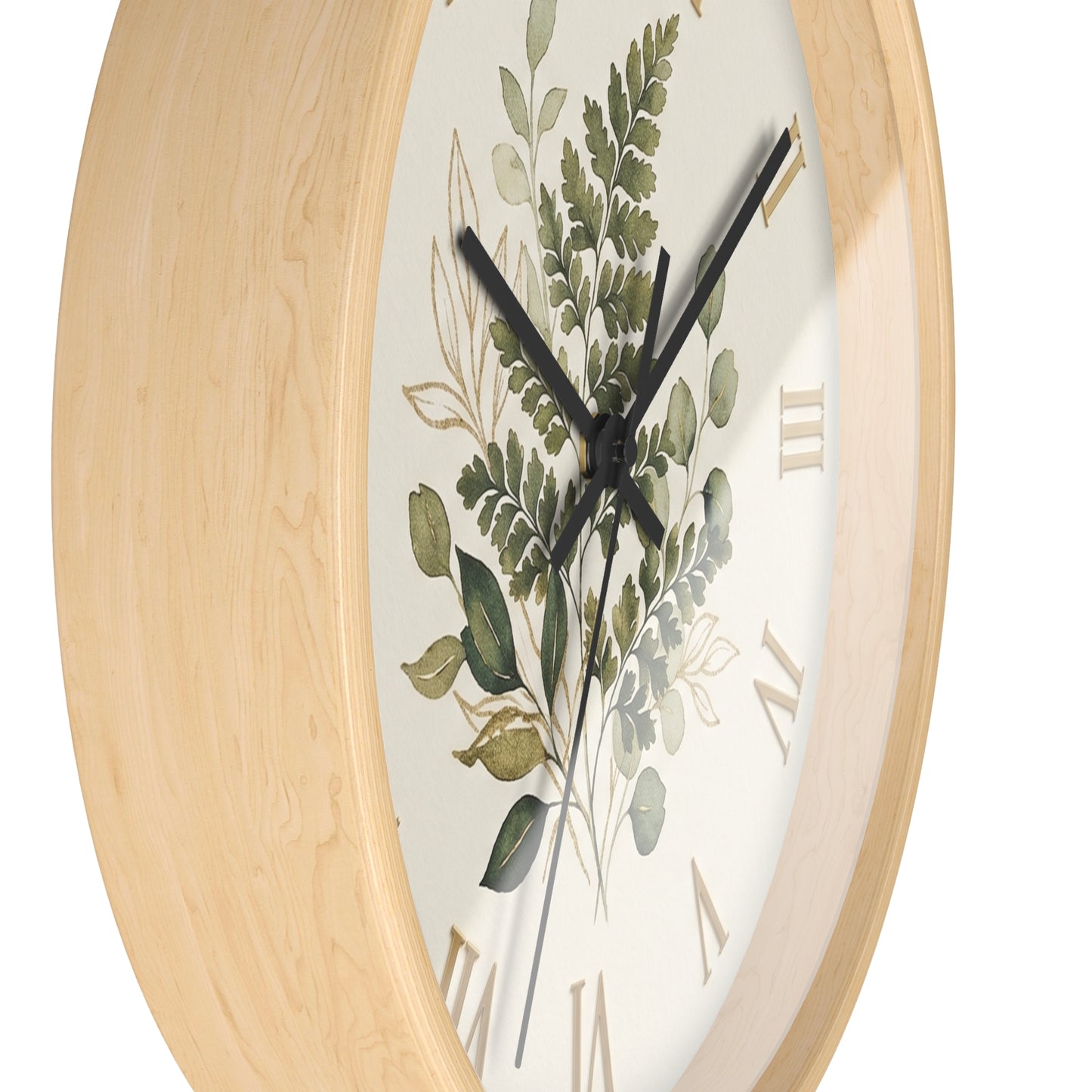 Green Botanical Roman Numeral Wall Clock | Floral Clock
