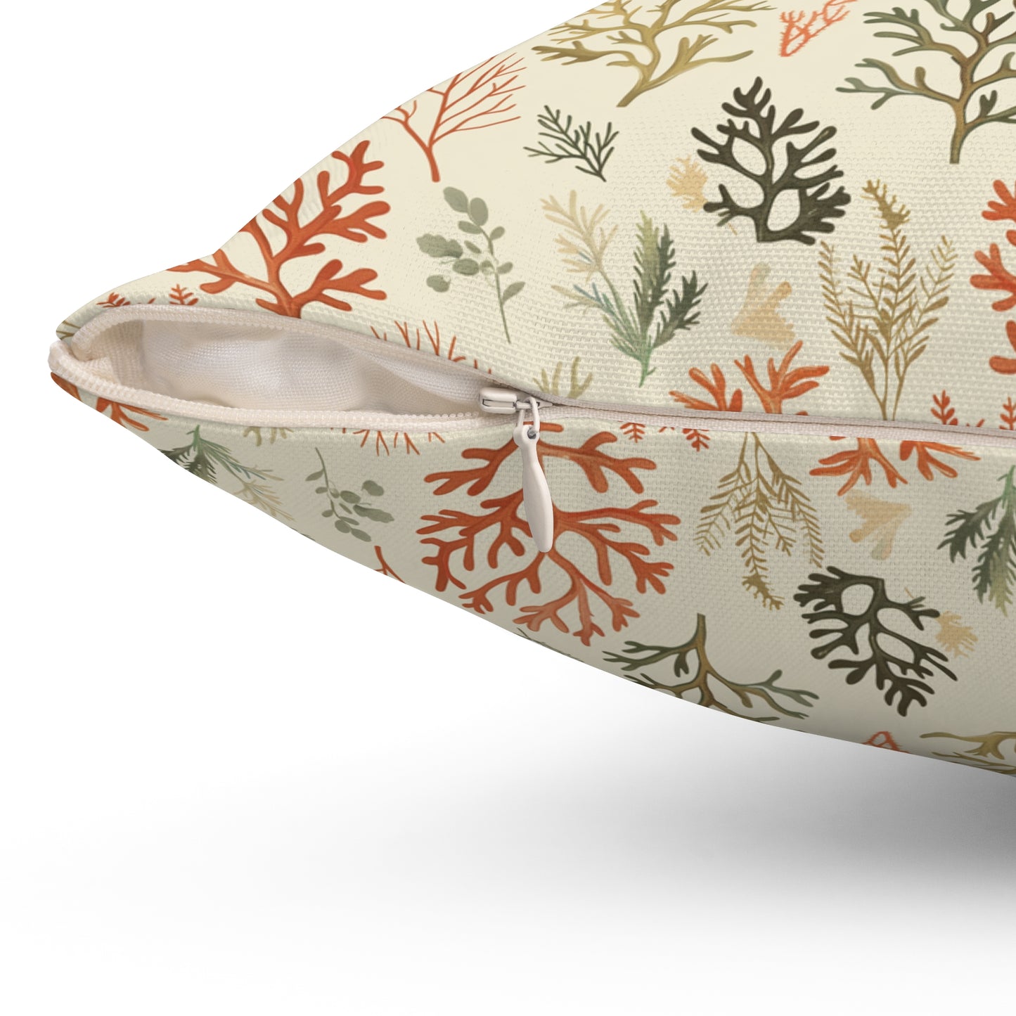 Coral Reef Pattern Pillow | Square Throw Pillow, Coastal Home Decor