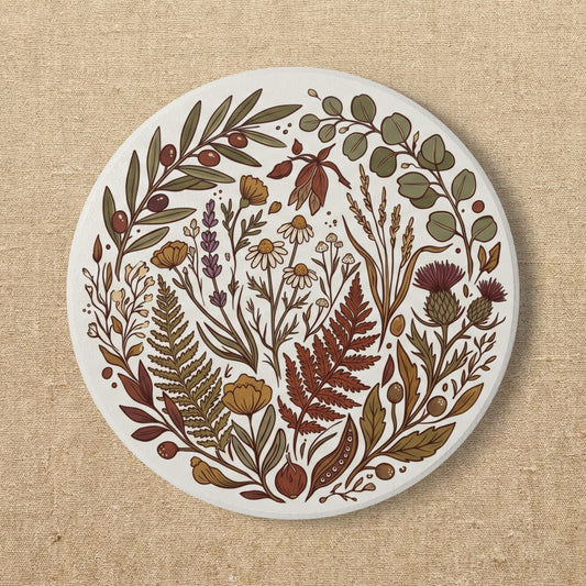 Autumn Wildflower Wreath Ceramic Coaster