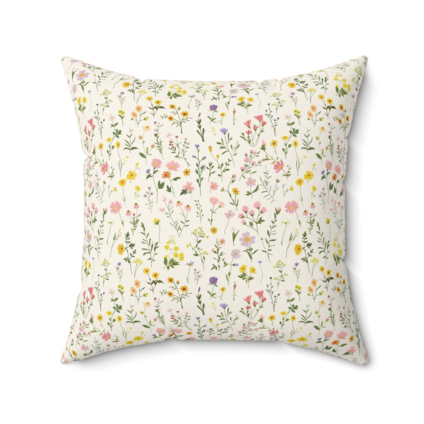 Wildflower Meadow Pillow | Botanical Floral Pattern Square Pillow