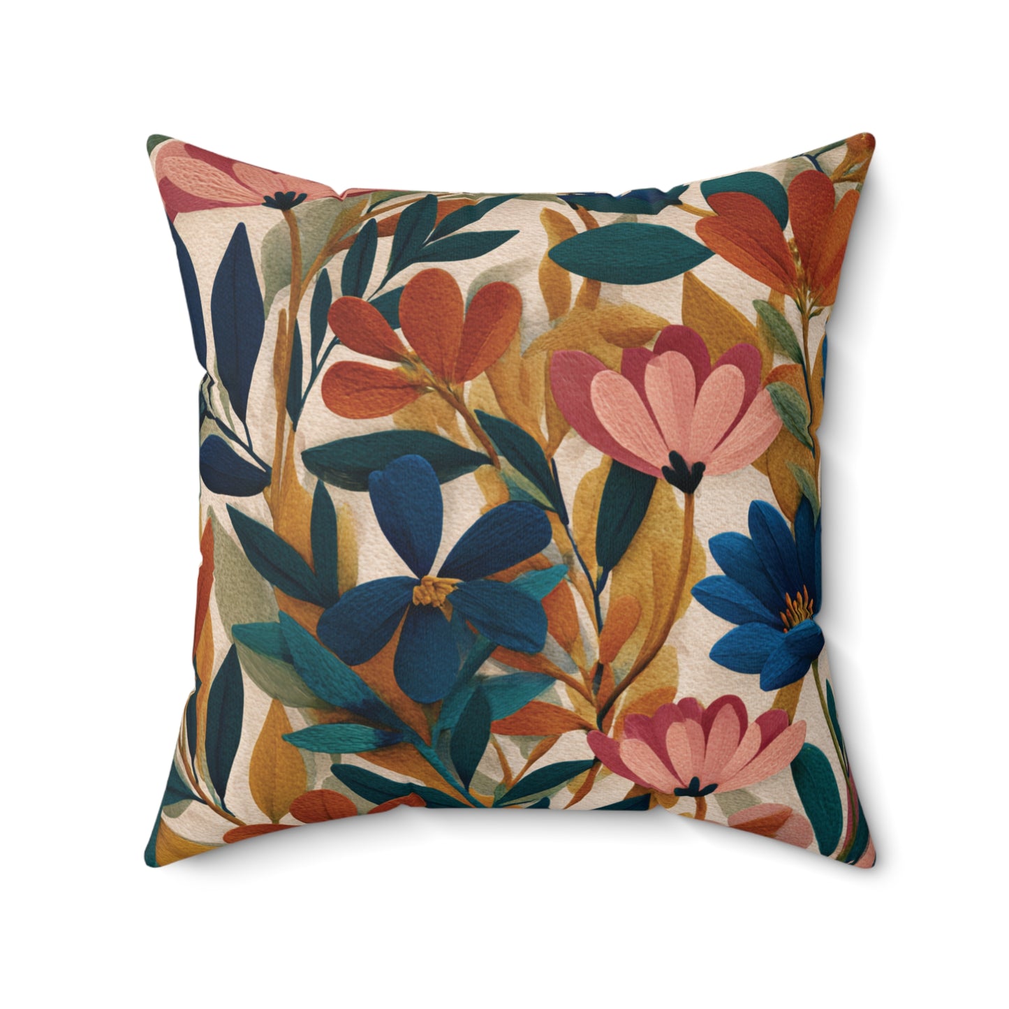 Autumn Floral Pattern Pillow | Botanical Throw Pillow, Colorful Leaves