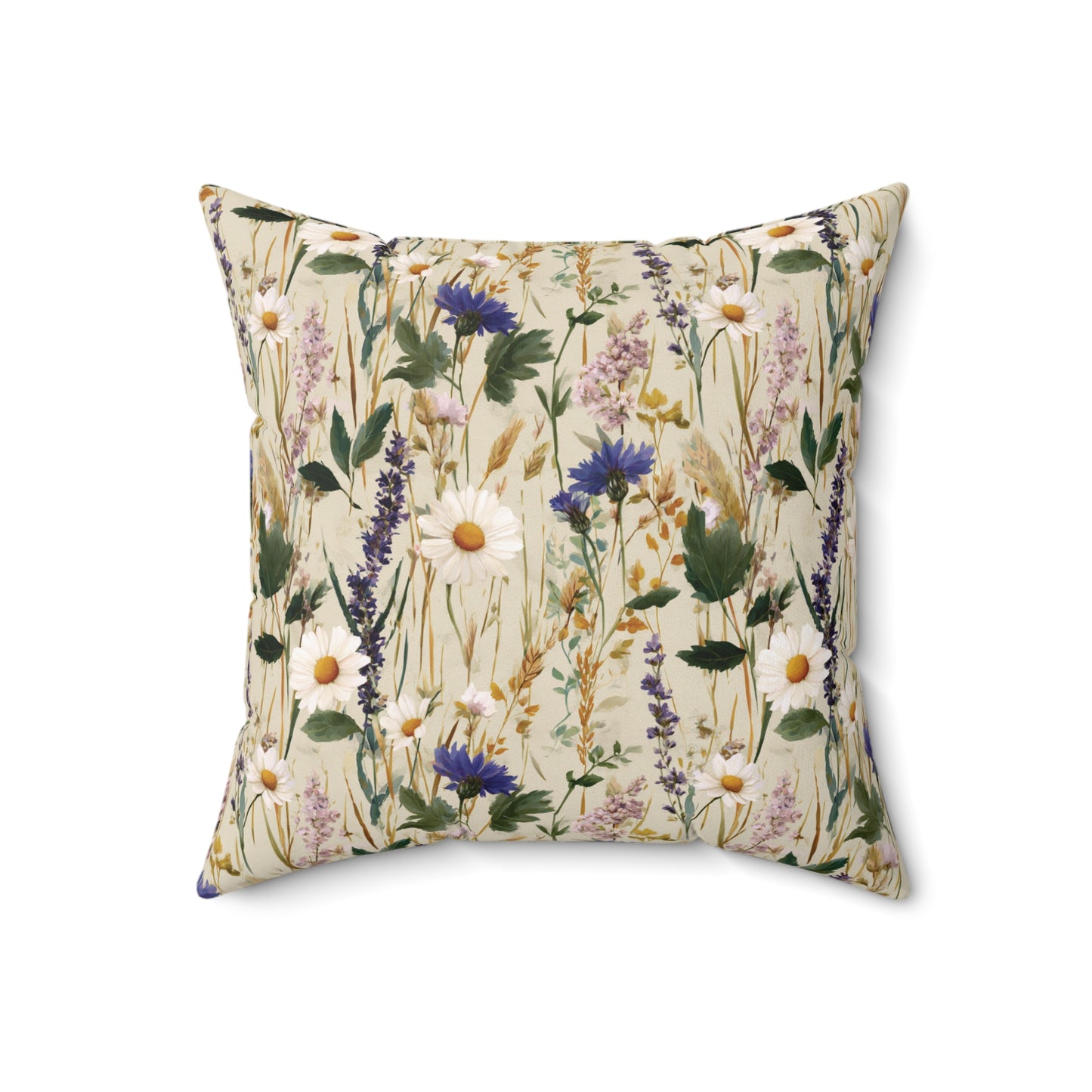 Wildflower Meadow Pillow | Daisies & Lavender Square Pillow