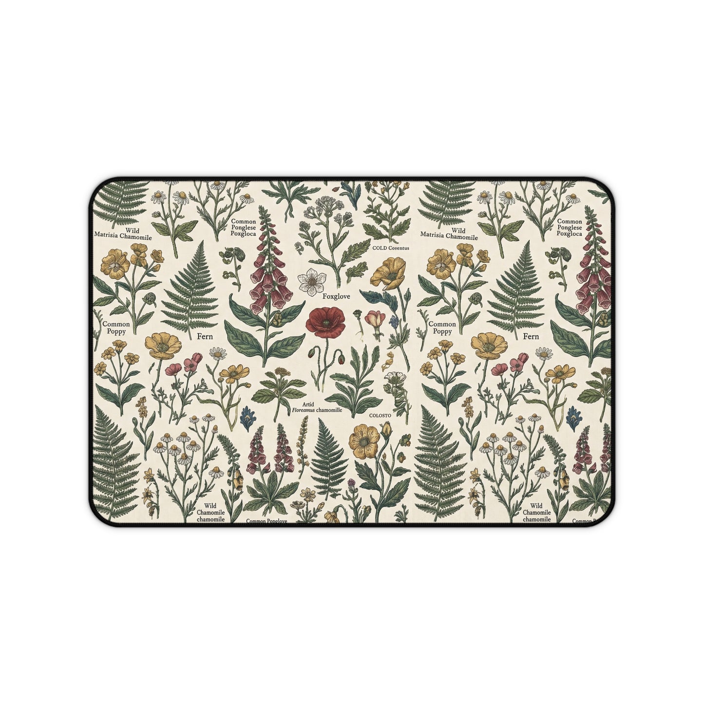Vintage Botanical Print Desk Mat | Floral Herb Garden Mouse Pad