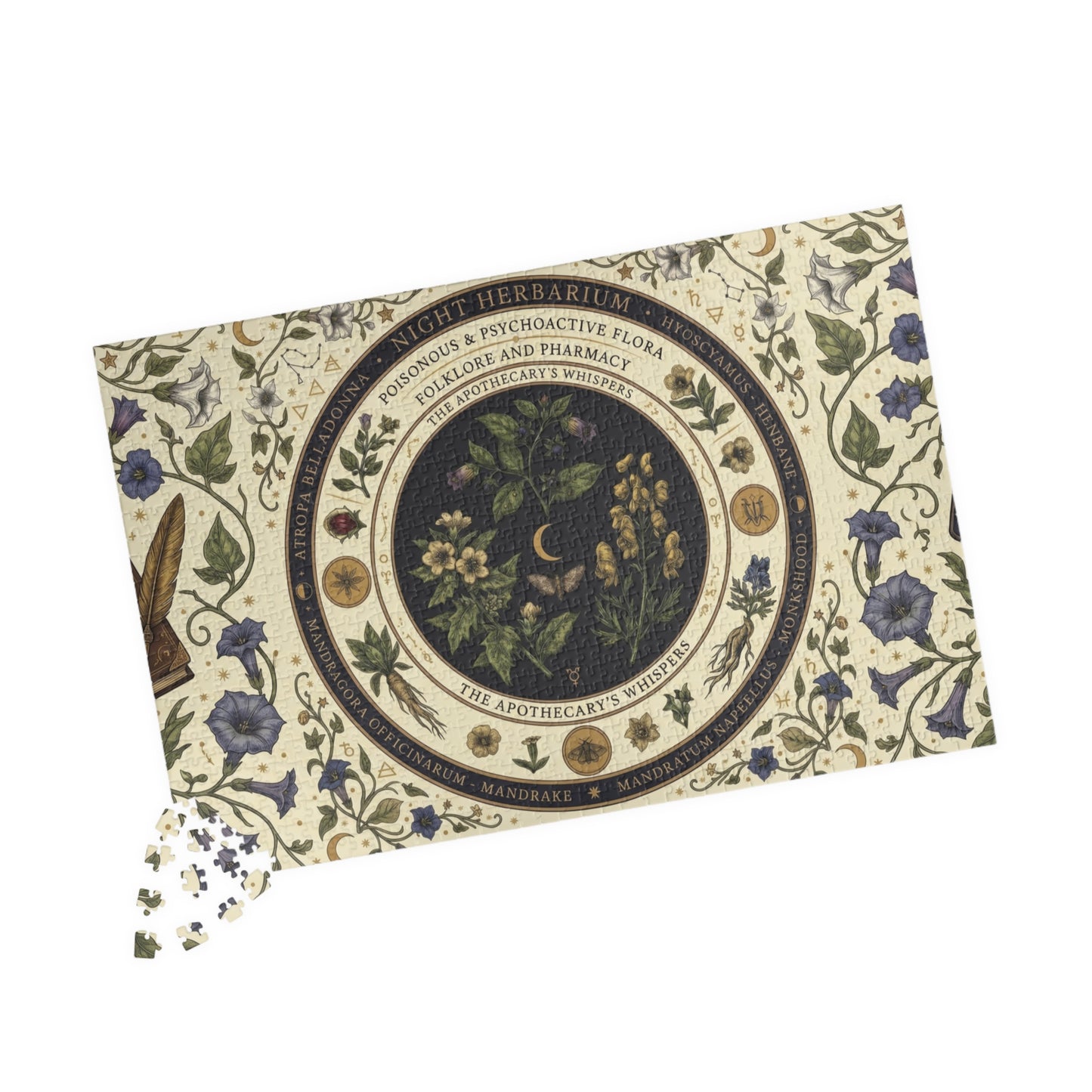 Herbal Apothecary Mandala Puzzle 110, 252, 520, or 1014 Pieces | Botanical Illustration Jigsaw