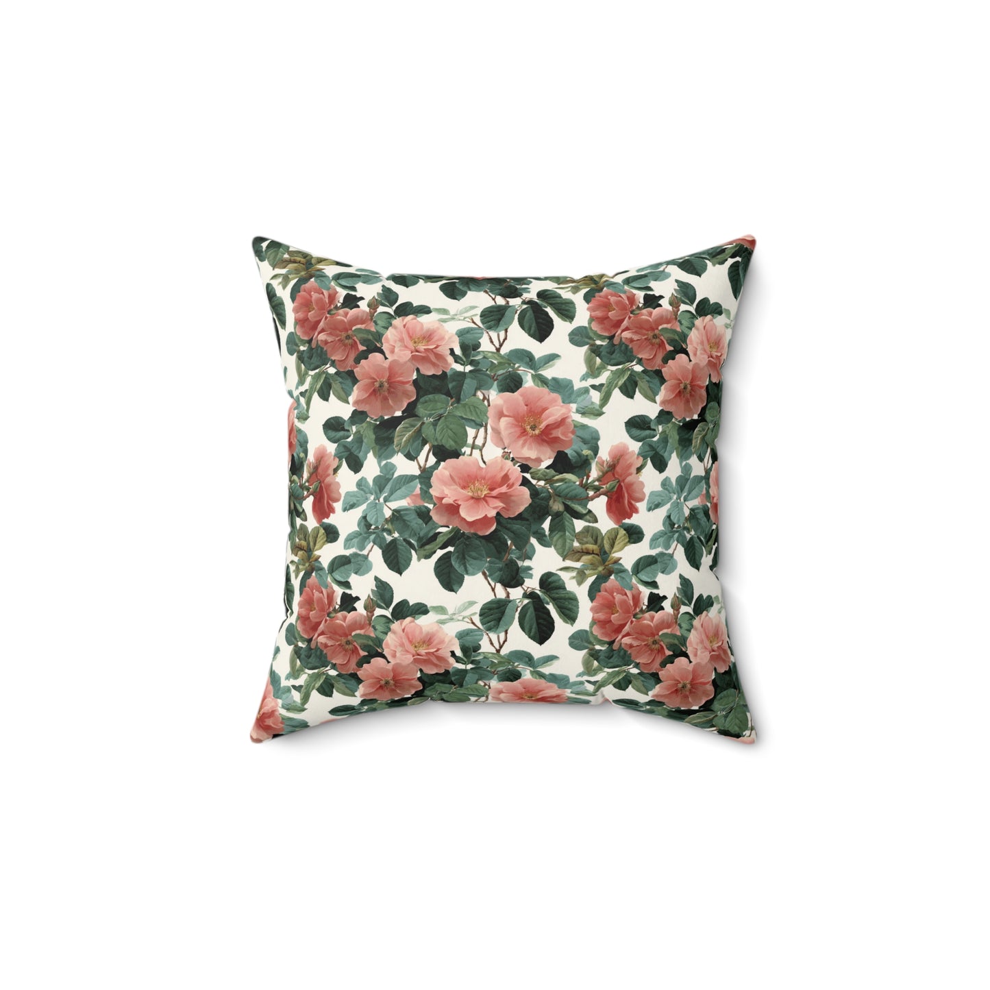 Vintage Pink Roses Floral Pillow | Spun Polyester Square Pillow